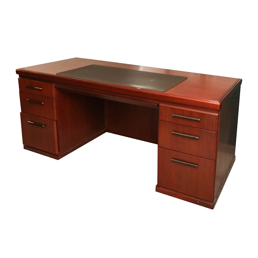 Kimball Modern Wood Executive Desk in Cherry Finish, Late 20th Century