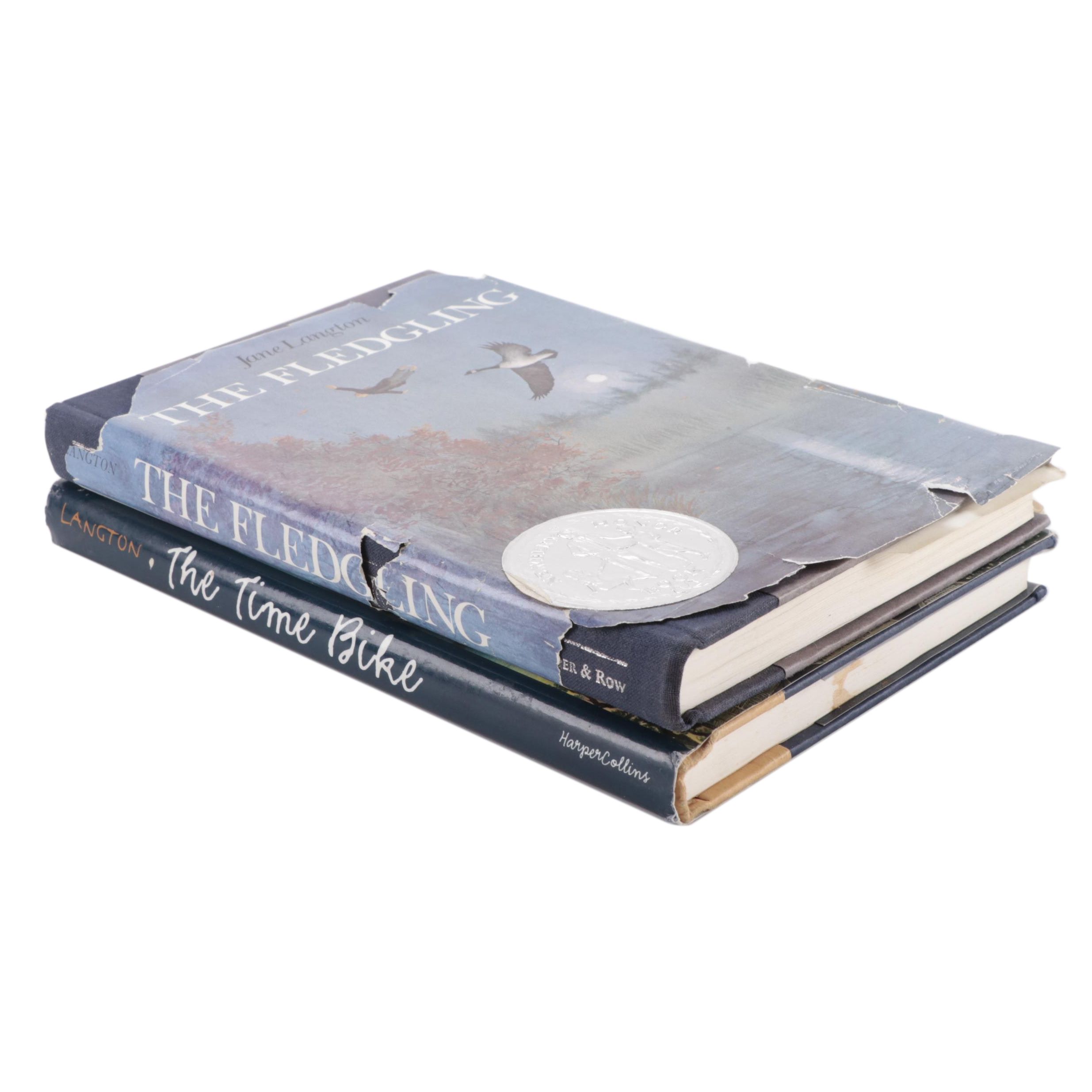 Signed with Drawing "The Fledgling" and "The Time Bike" by Jane Langton