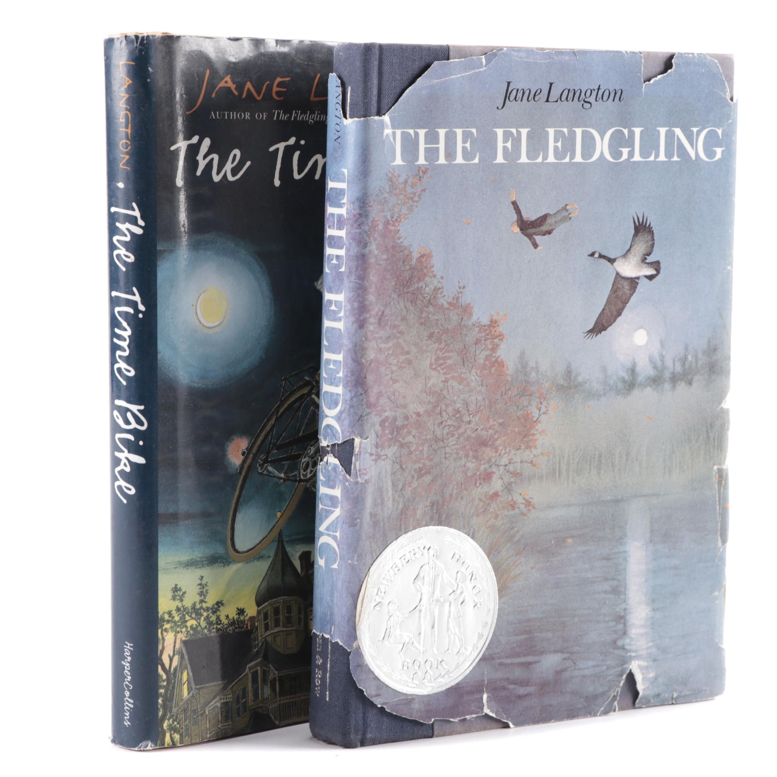 Signed with Drawing "The Fledgling" and "The Time Bike" by Jane Langton