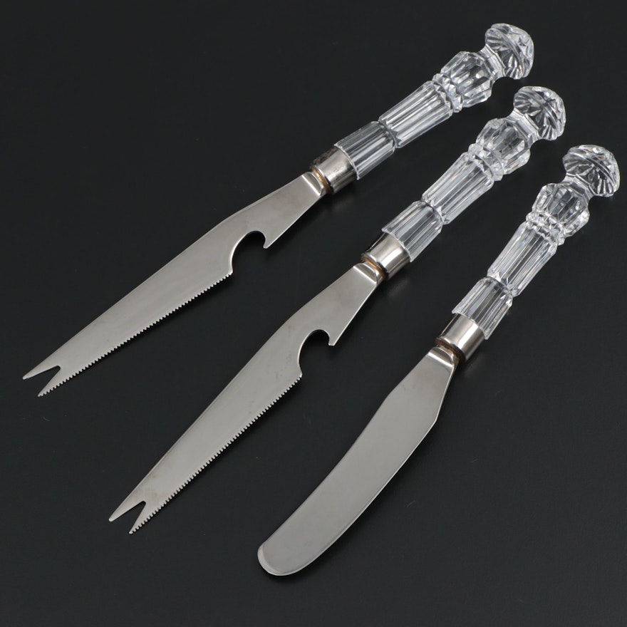 Cheese and Butter Knives with Crystal Handles