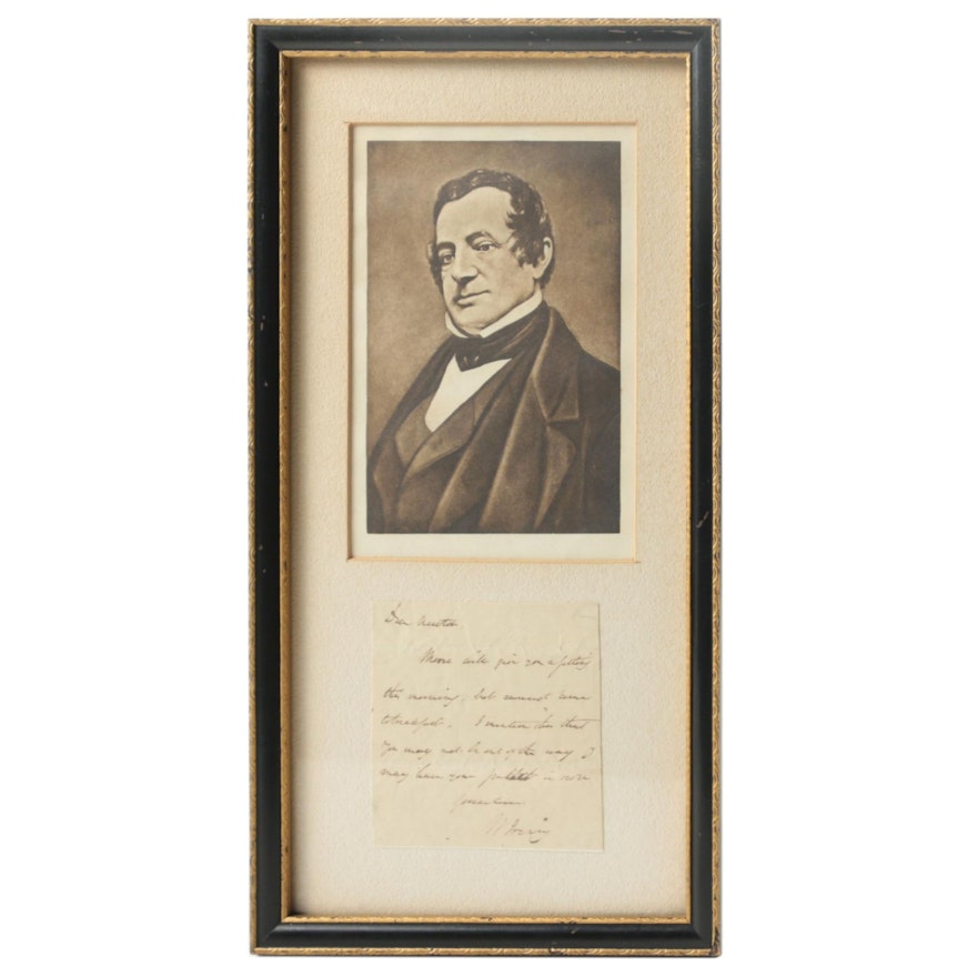 Washington Irving Signed Autographed Letter,  Full JSA