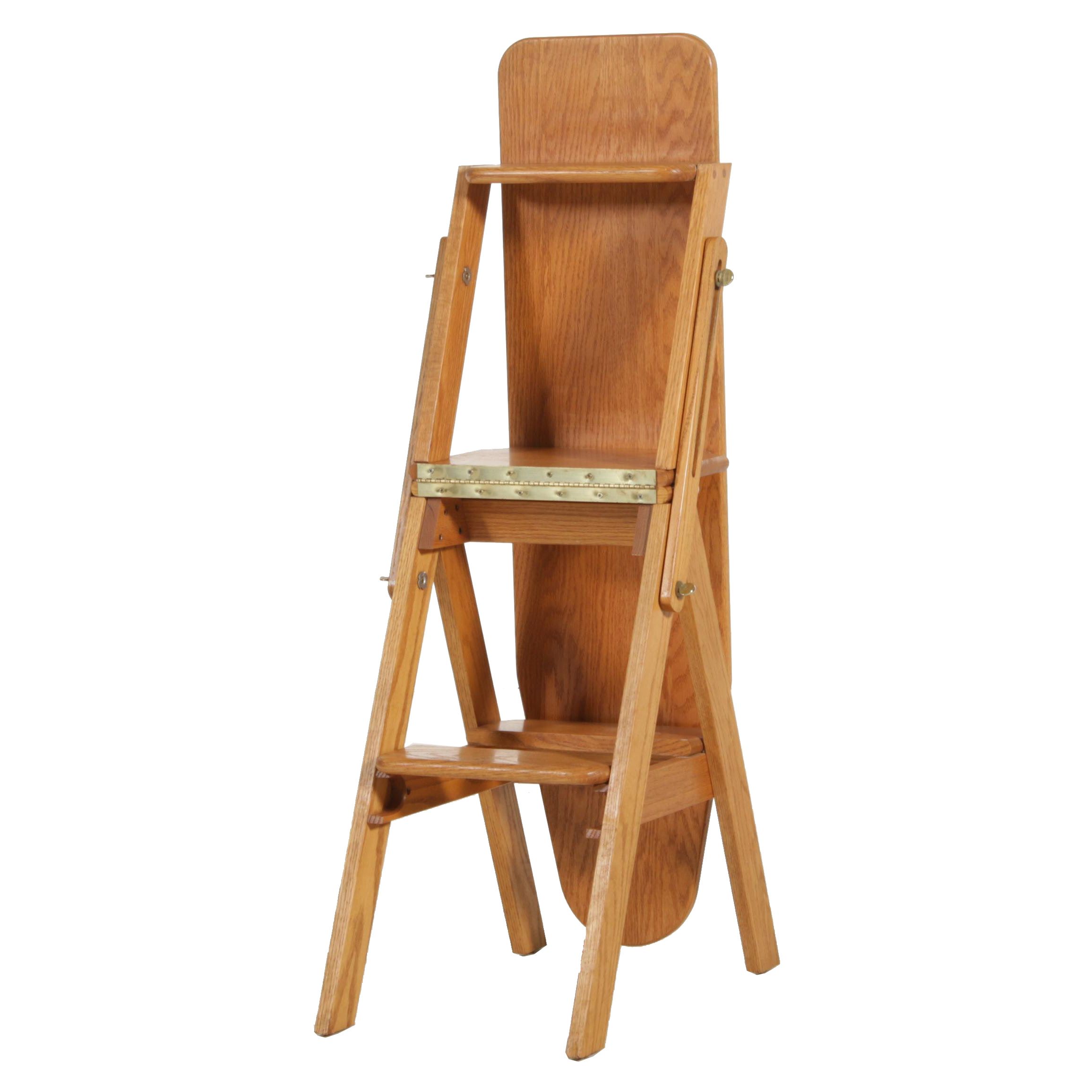 Oak Metamorphic Ironing Board and Step Ladder Chair