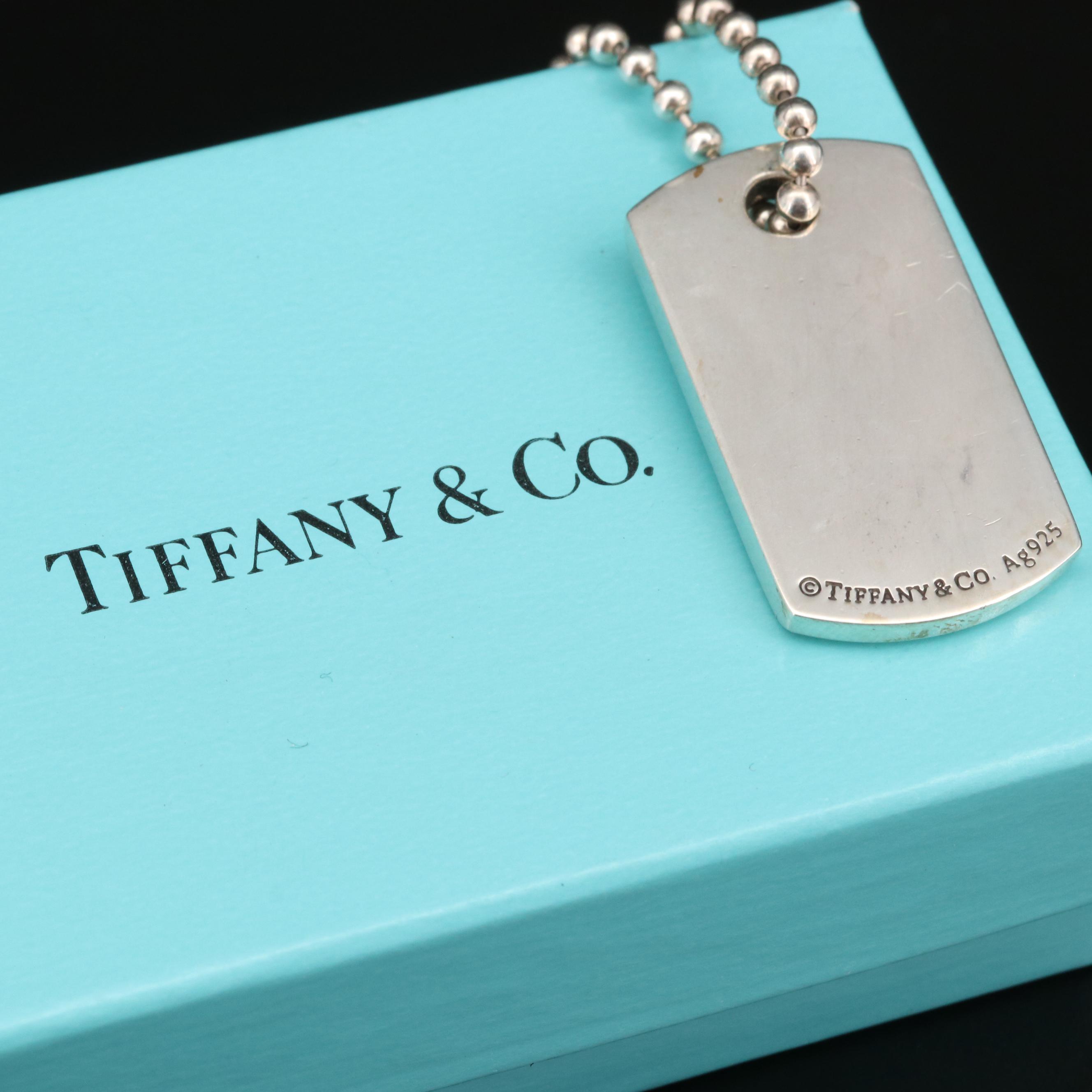 Tiffany & Co. Sterling Silver "Tiffany 1837" Maker's ID Tag Pendant Necklace