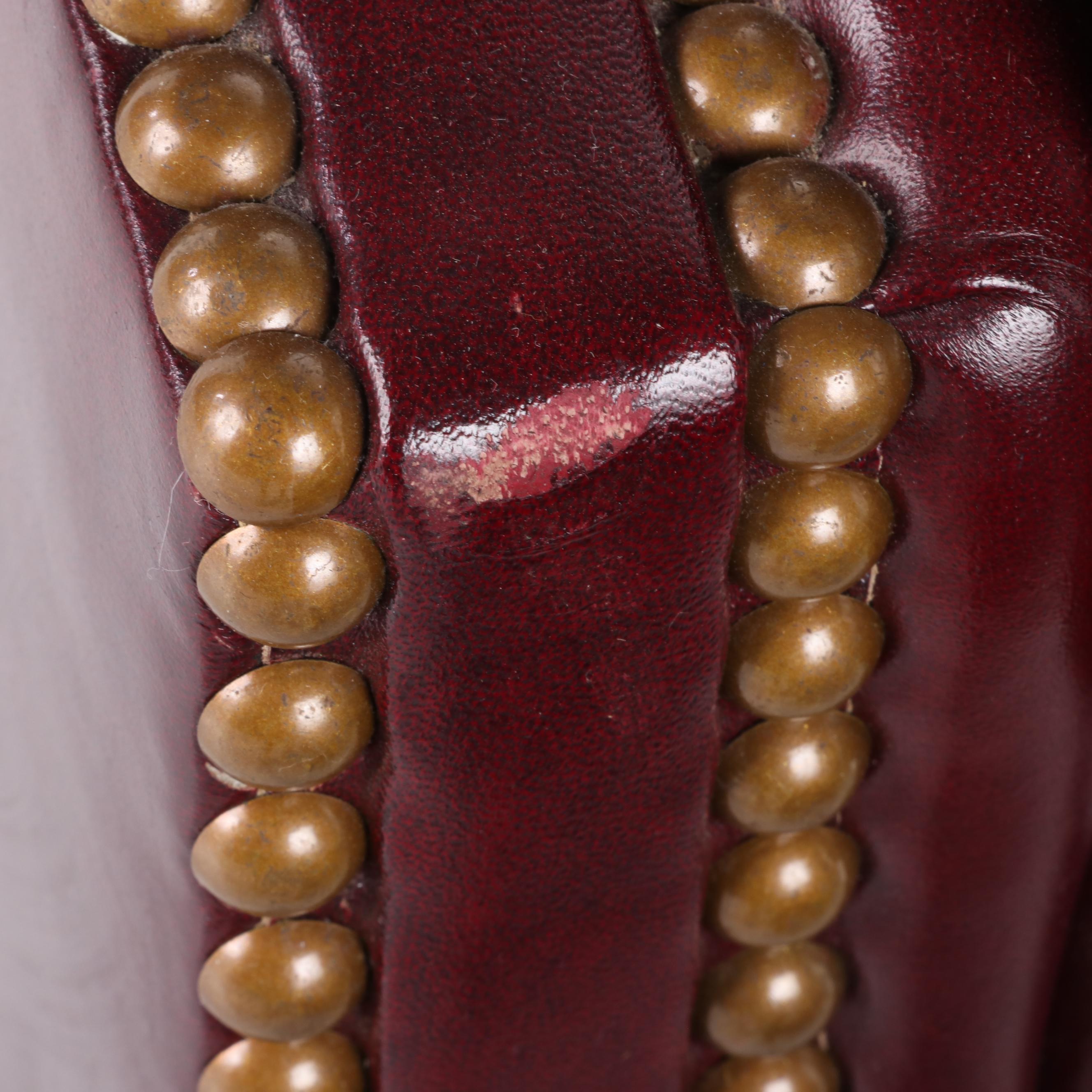 Hancock & Moore Button-Tufted and Brass-Tacked Leather Club Chair and Ottoman