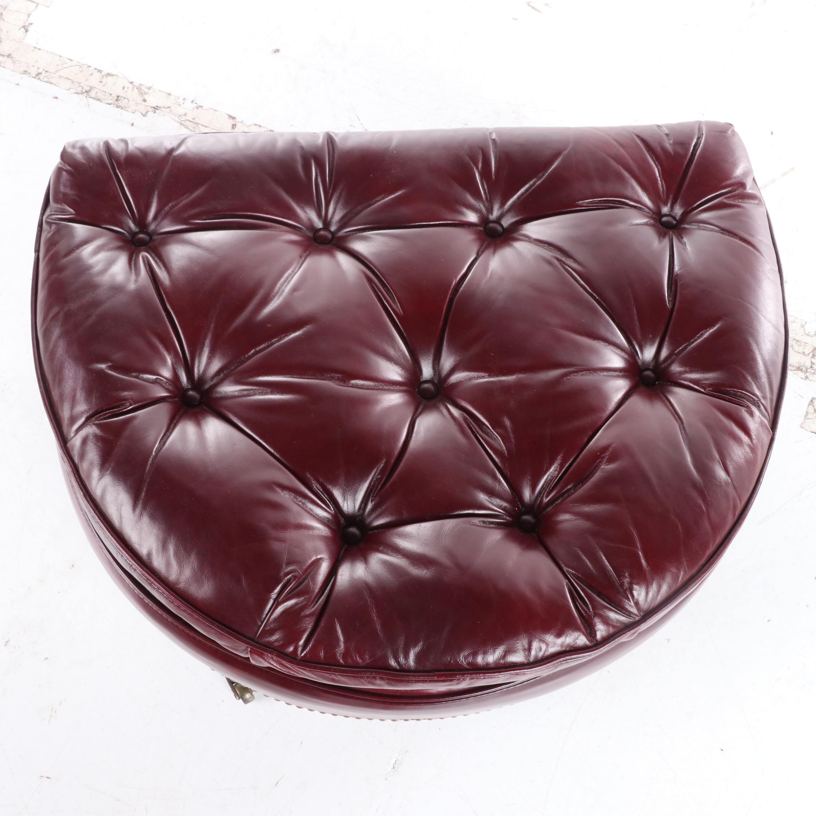 Hancock & Moore Button-Tufted and Brass-Tacked Leather Club Chair and Ottoman
