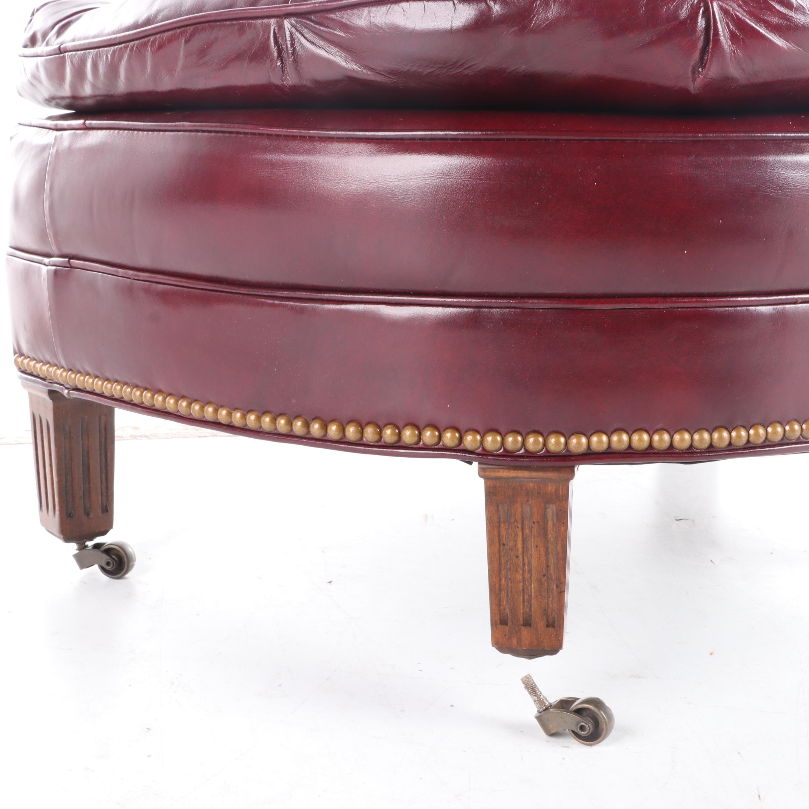 Hancock & Moore Button-Tufted and Brass-Tacked Leather Club Chair and Ottoman