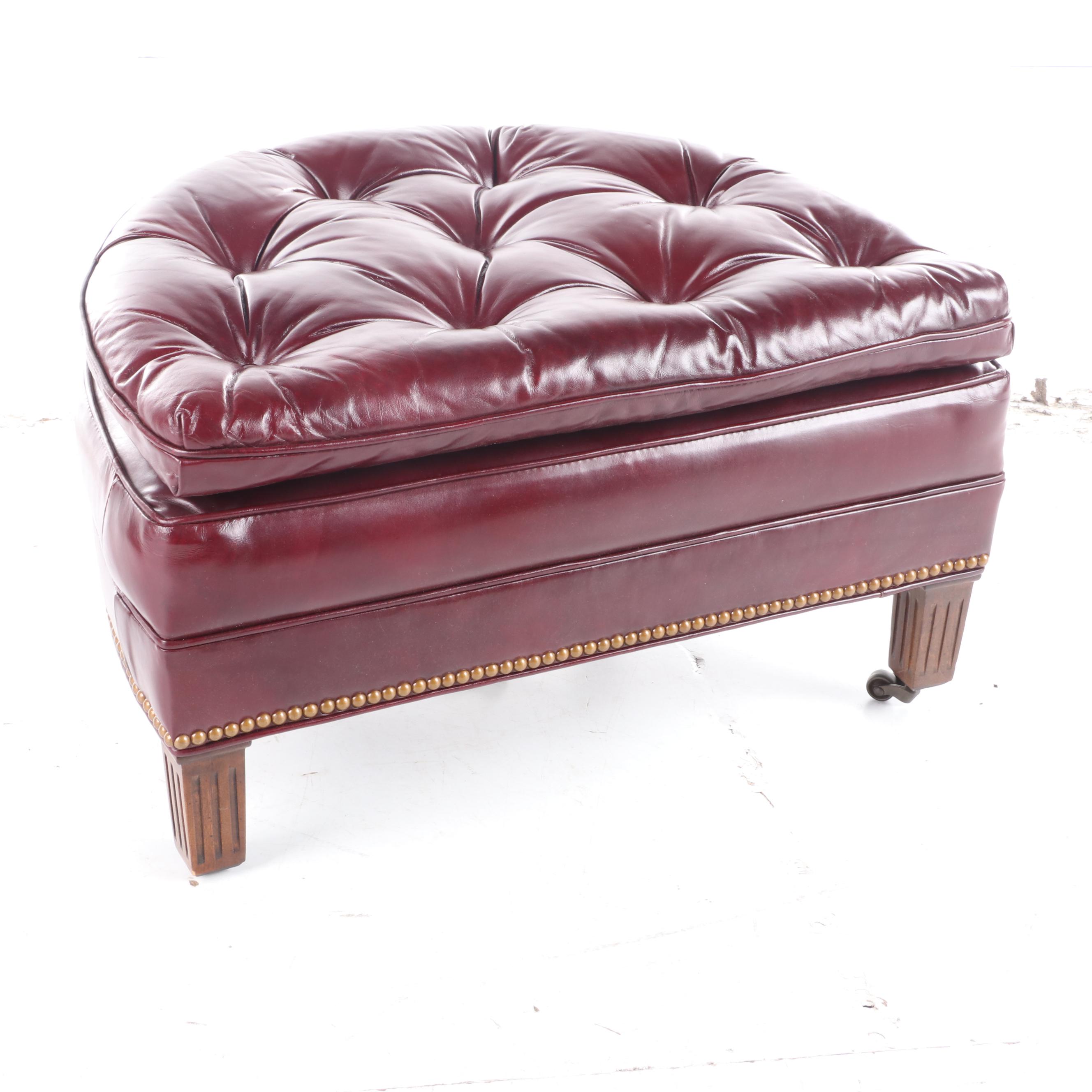 Hancock & Moore Button-Tufted and Brass-Tacked Leather Club Chair and Ottoman