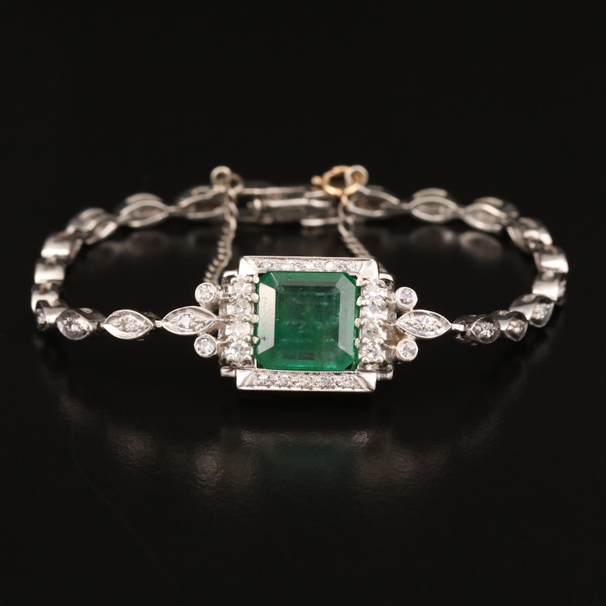 14K 3.30 CT Emerald and Diamond Bracelet