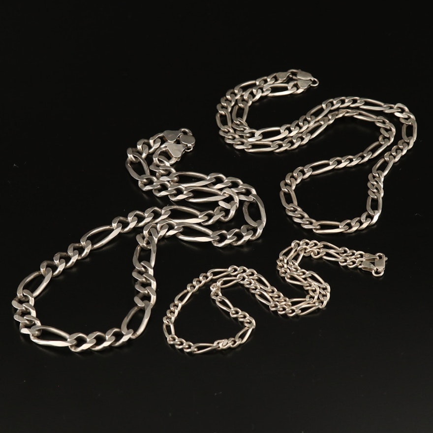 Sterling Silver Figaro Link Necklaces