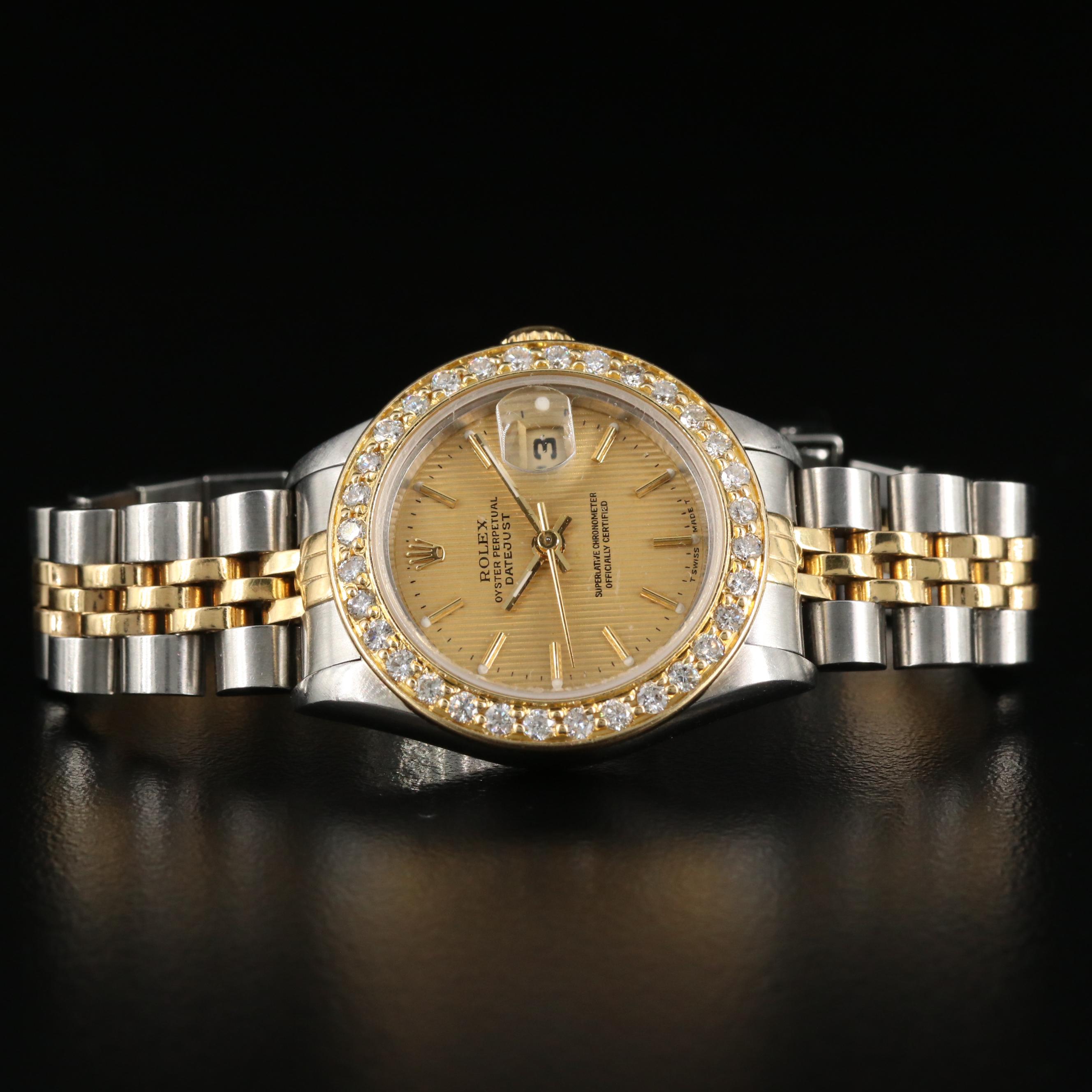 1993 Rolex Datejust 18K and Stainless Steel Diamond Bezel Automatic Watch