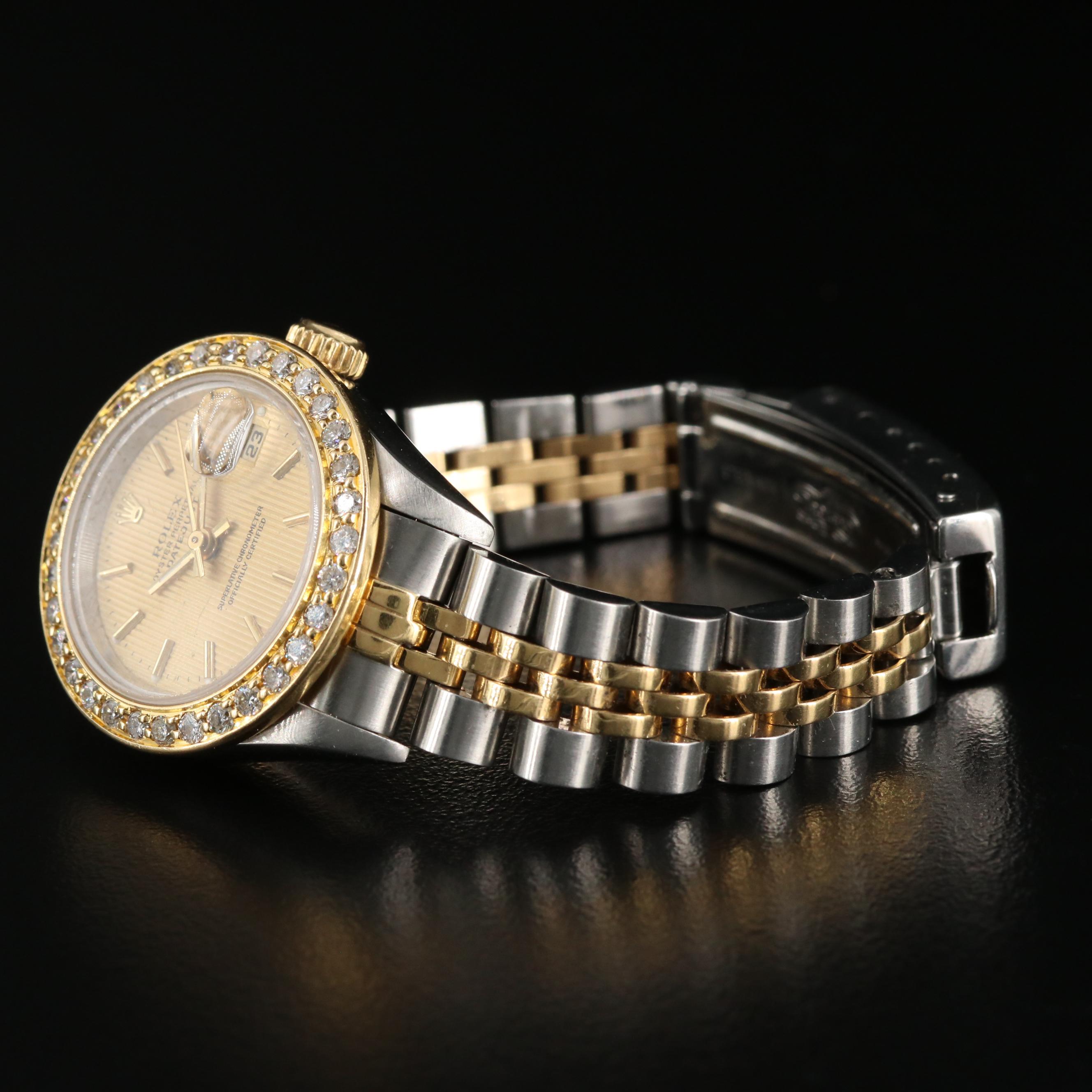 1993 Rolex Datejust 18K and Stainless Steel Diamond Bezel Automatic Watch