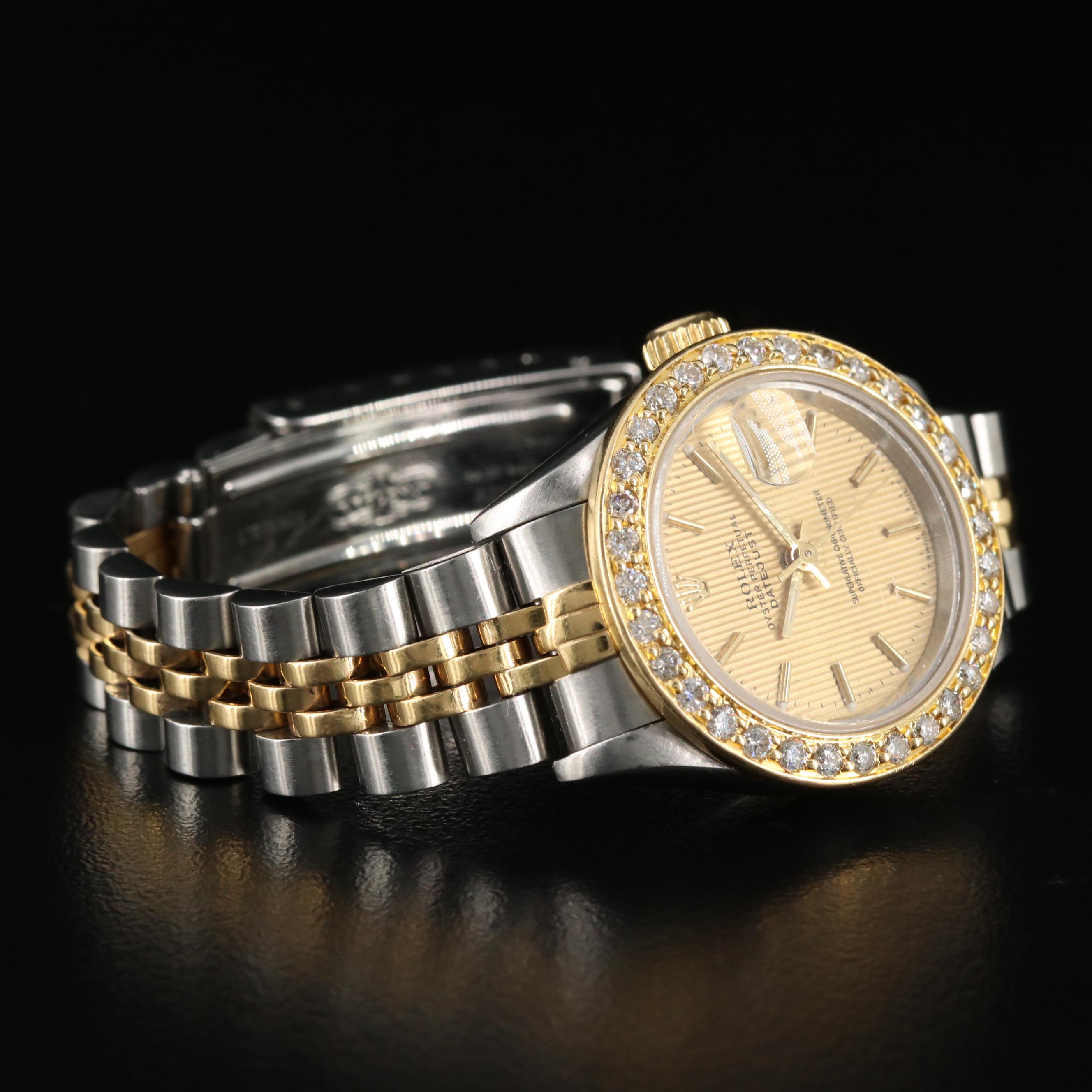 1993 Rolex Datejust 18K and Stainless Steel Diamond Bezel Automatic Watch