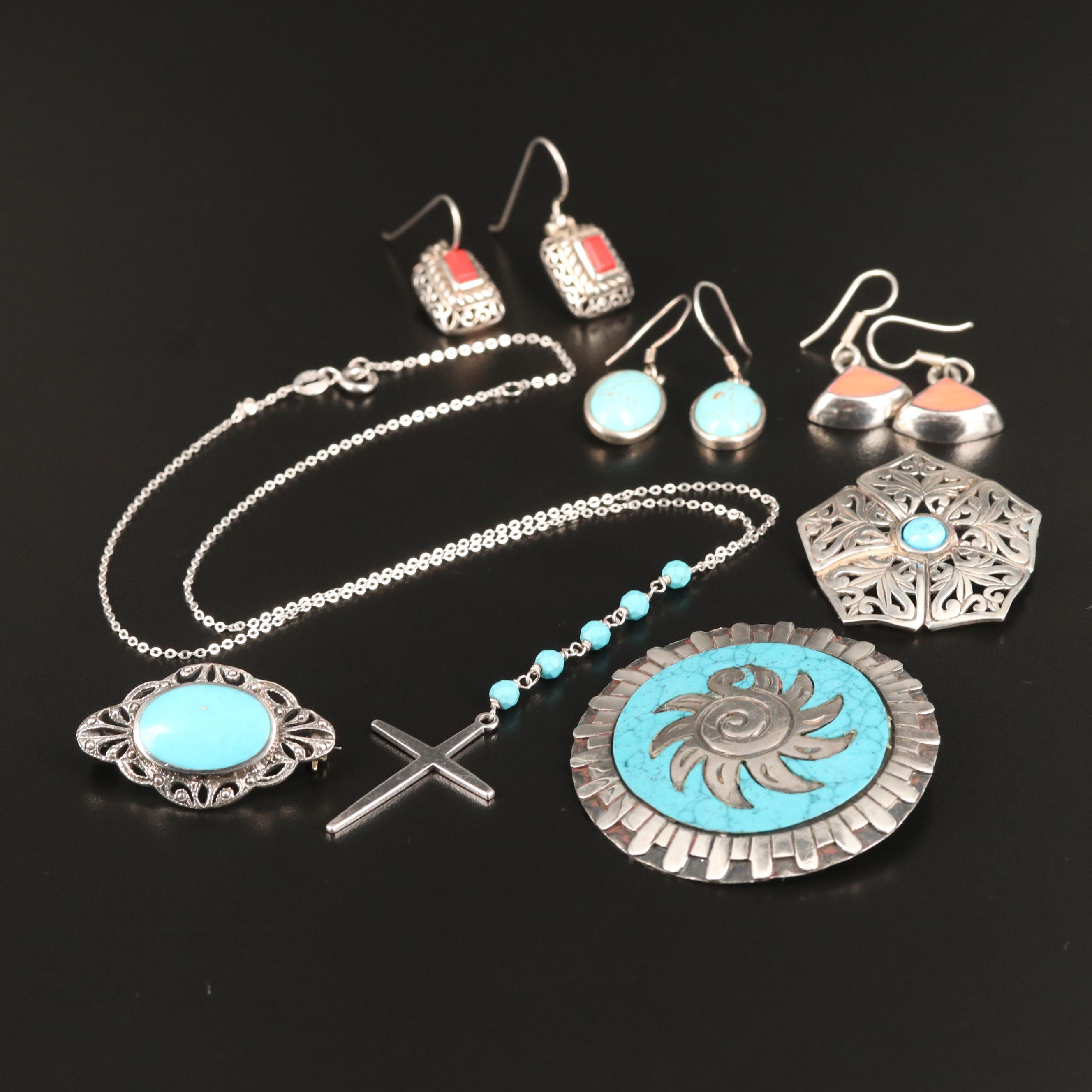 Assorted Sterling Jewelry Selection Featuring Jolaine and Taxco