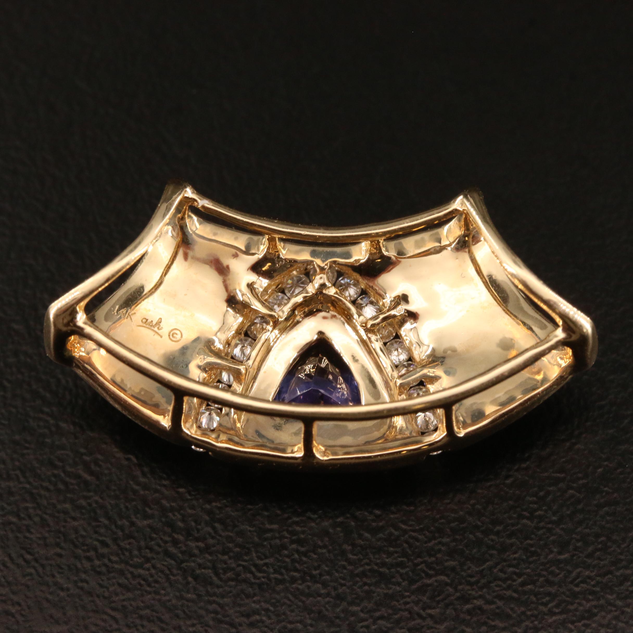 14K Tanzanite, Diamond and Opal Inlay Slide Pendant