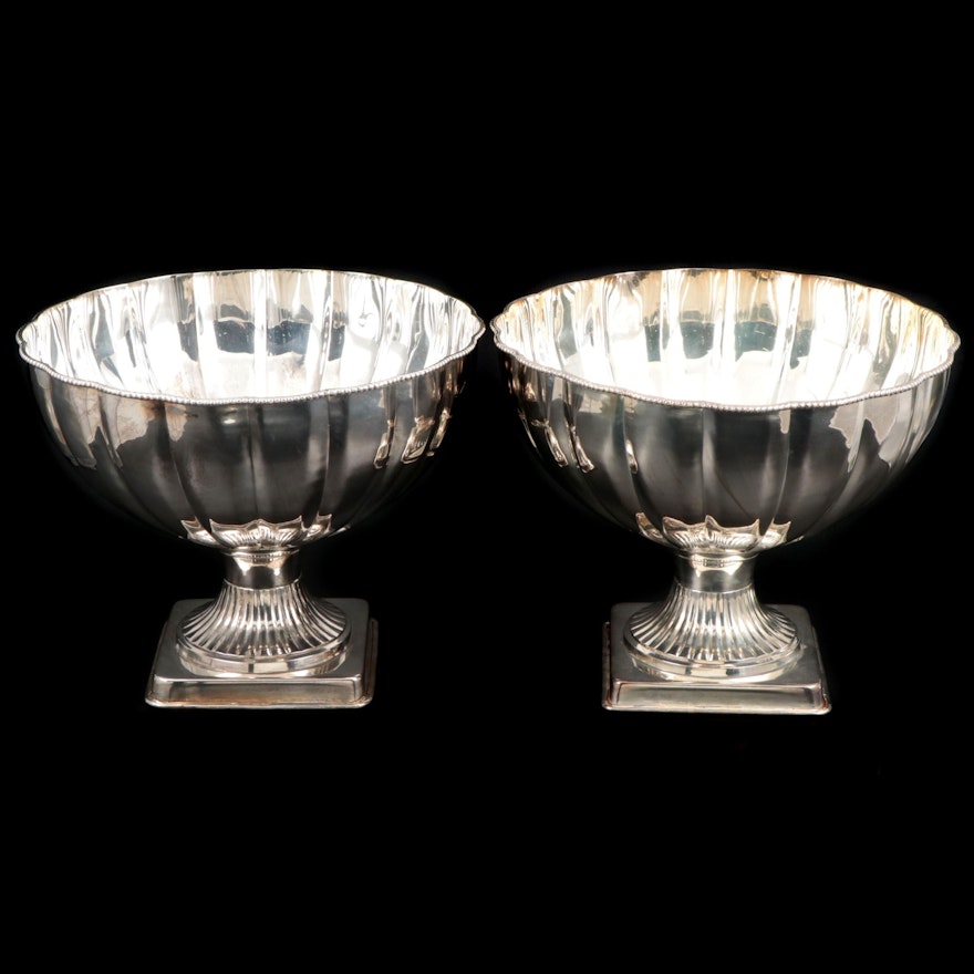 Department 56 Silver Plate Pedestal Centerpiece Bowls