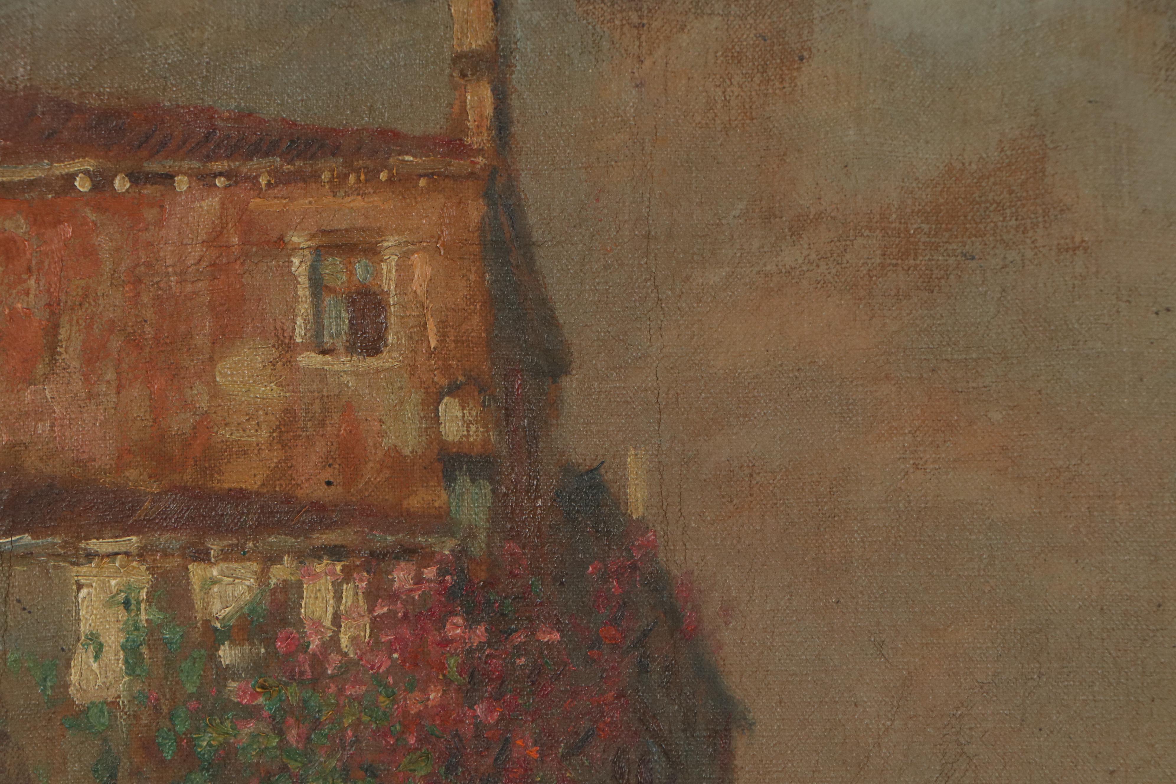Faust Zaccaria Oil Painting of Venetian Canal Scene, circa 1940