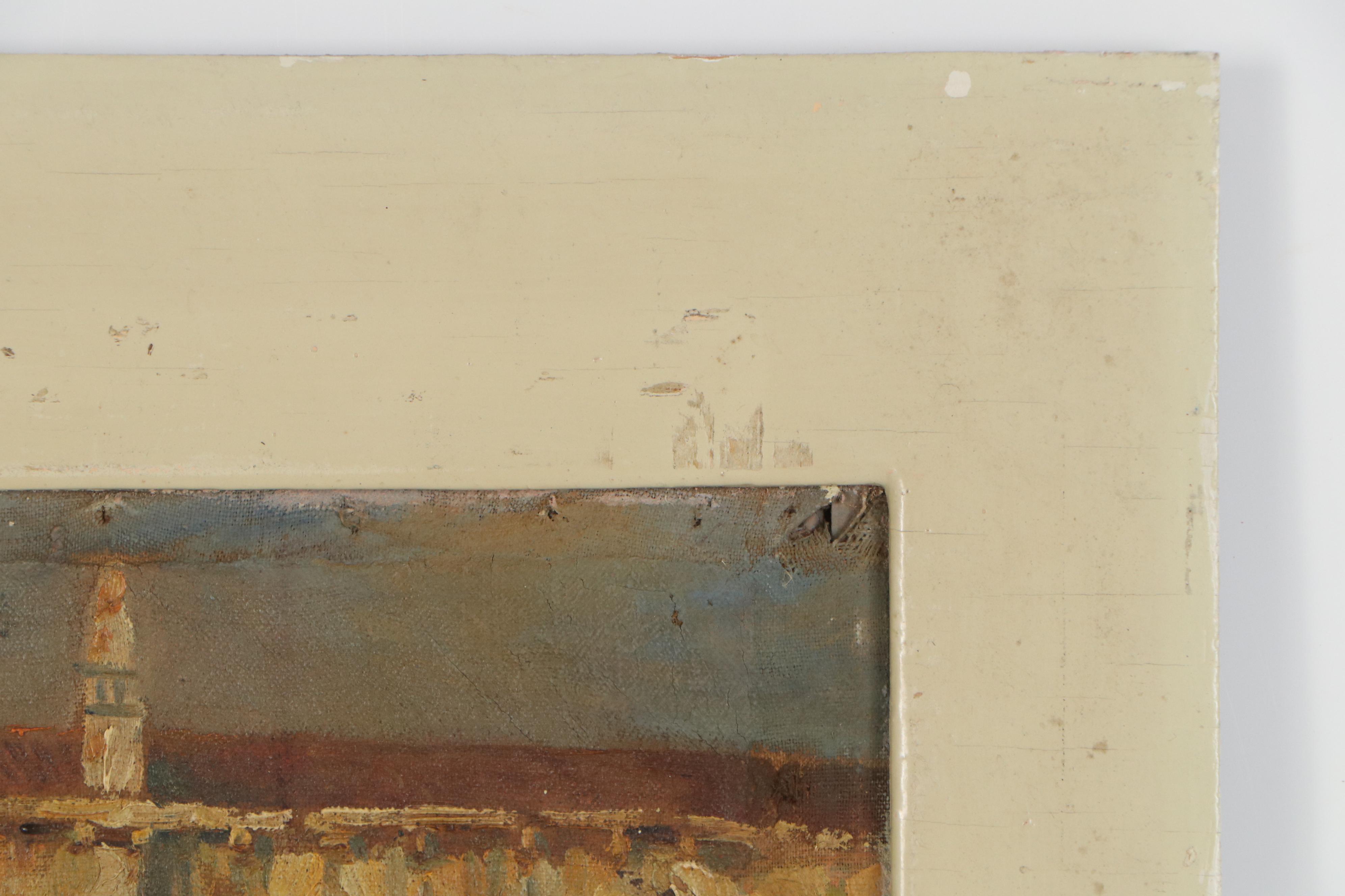 Faust Zaccaria Oil Painting of Venetian Canal Scene, circa 1940