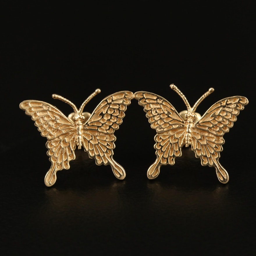 Vintage B.A. Ballou & Company 14K Swallowtail Butterfly Earrings