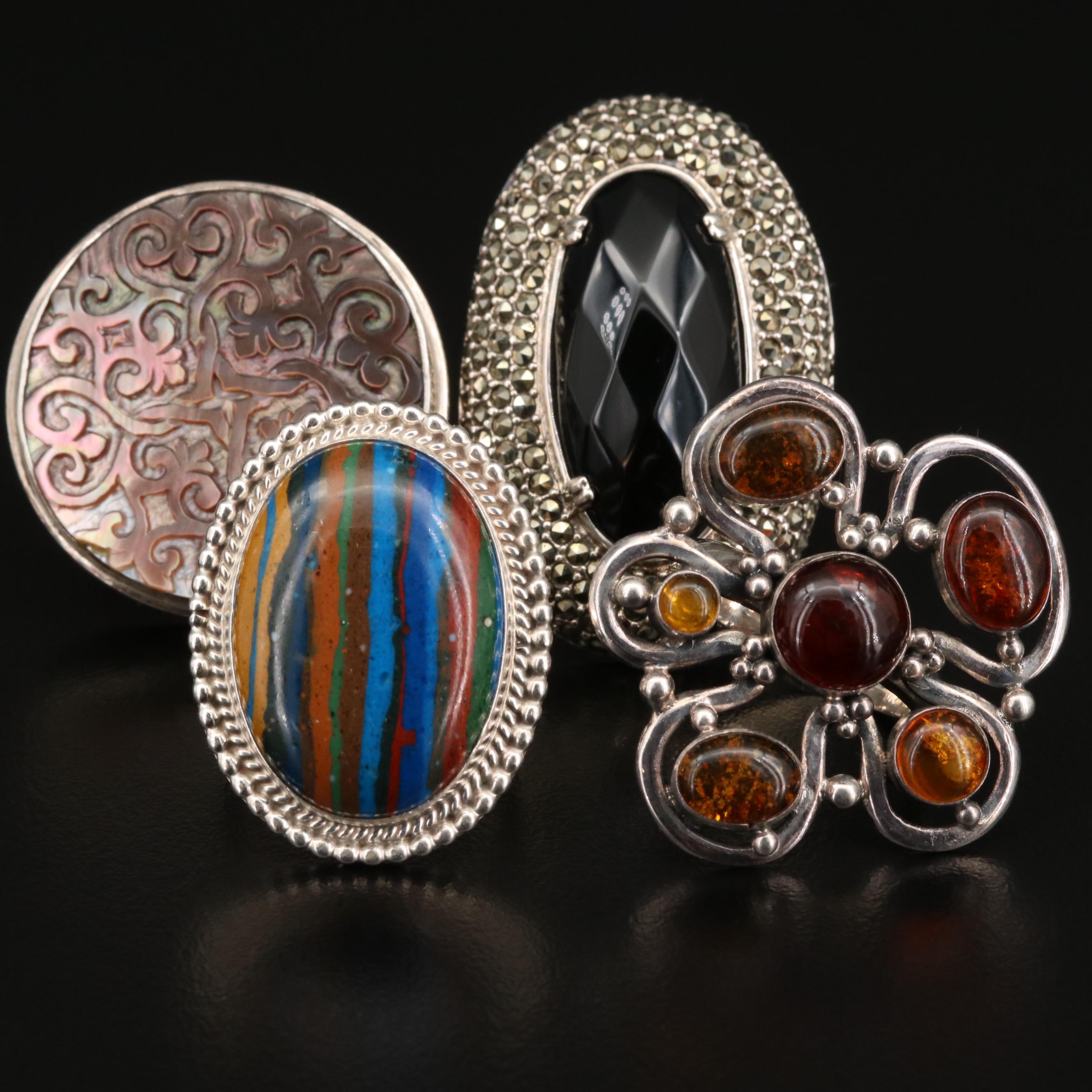 Sterling Silver Rings Featuring Running Bear Shop and Gemstone Accents