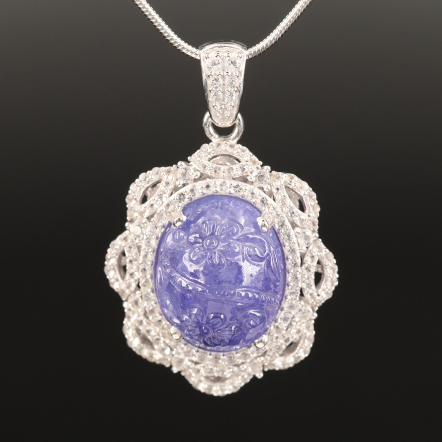 Sterling Silver Tanzanite and Topaz Necklace