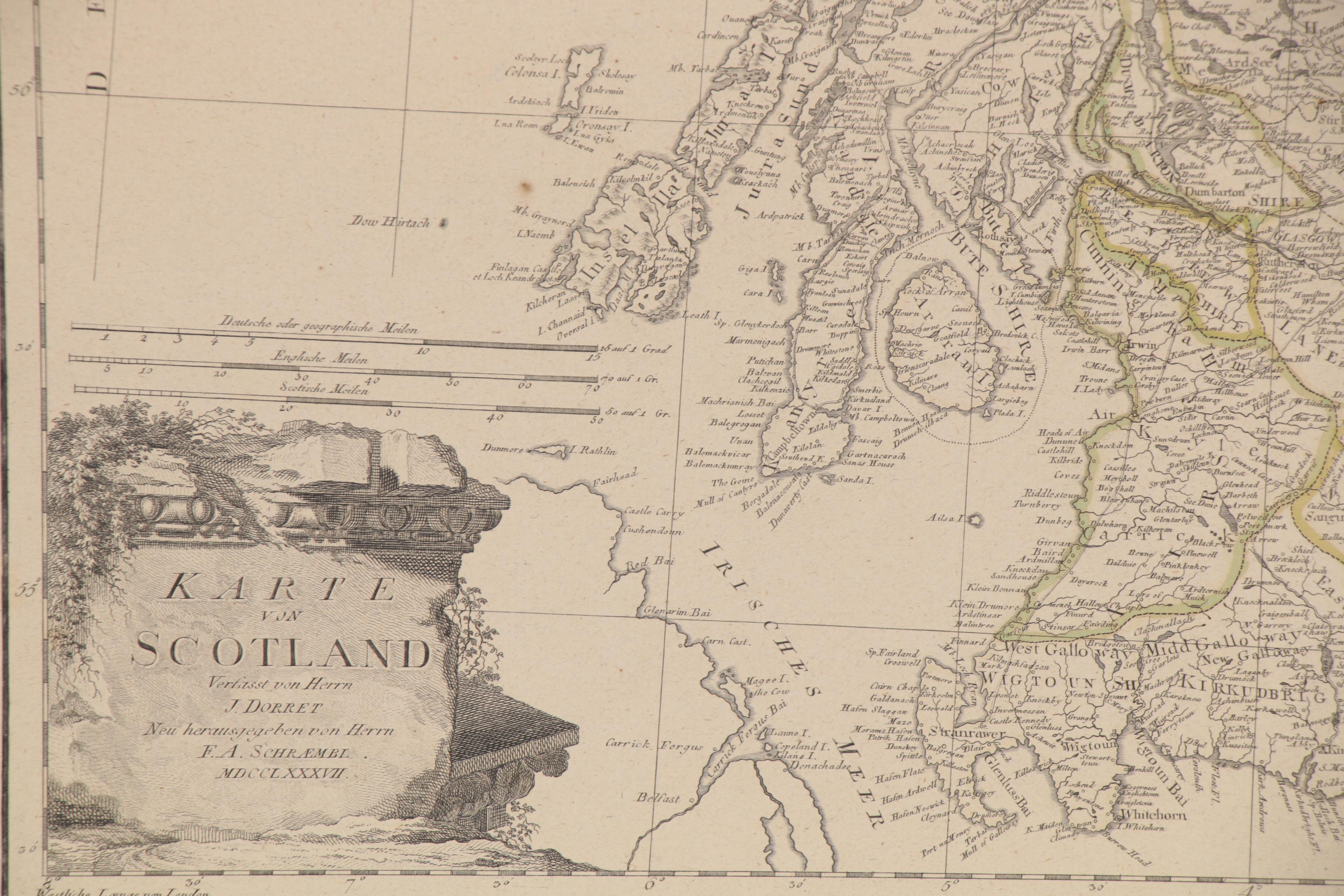 Johann Stenger after James Dorret Map Engraving "Karte von Scotland," 1787