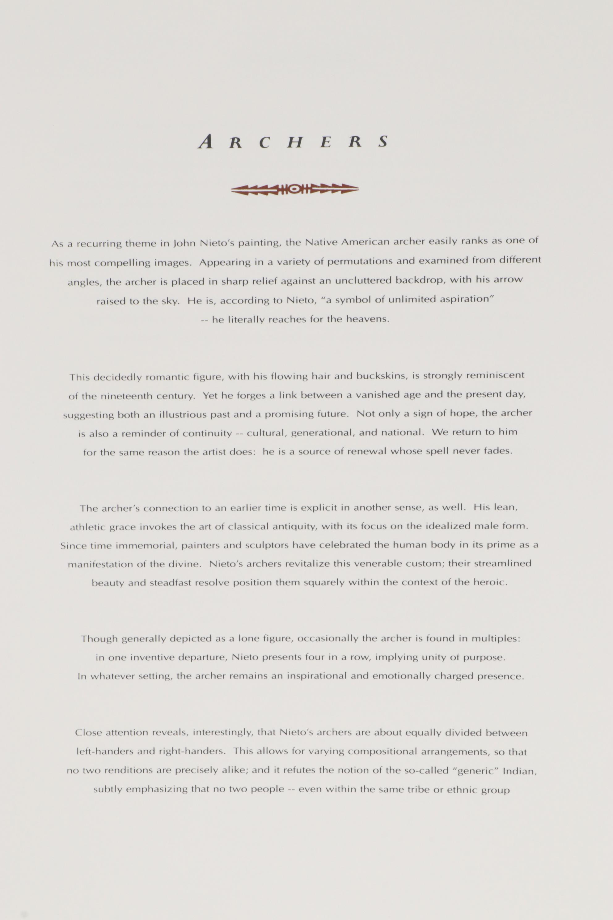 John Nieto Serigraph "Archers," circa 1996