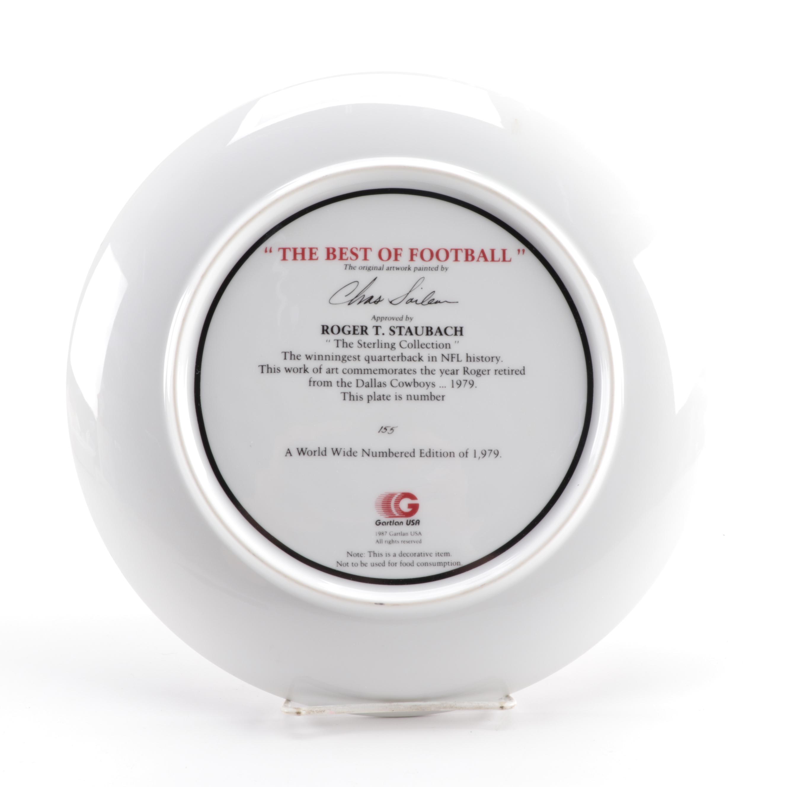 Roger Staubach Signed 1978 Gartlan "The Best of Football" Plate and Cards