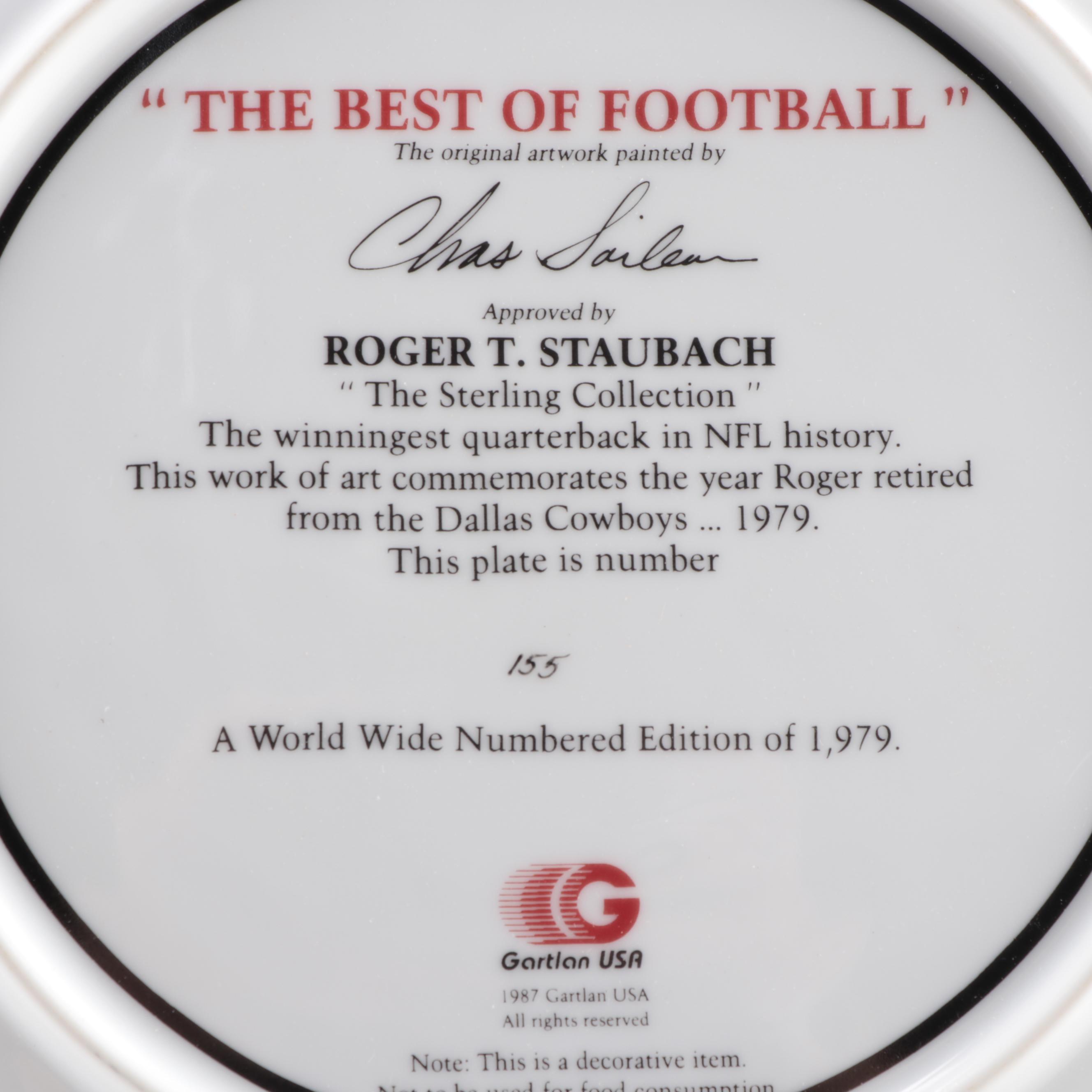Roger Staubach Signed 1978 Gartlan "The Best of Football" Plate and Cards