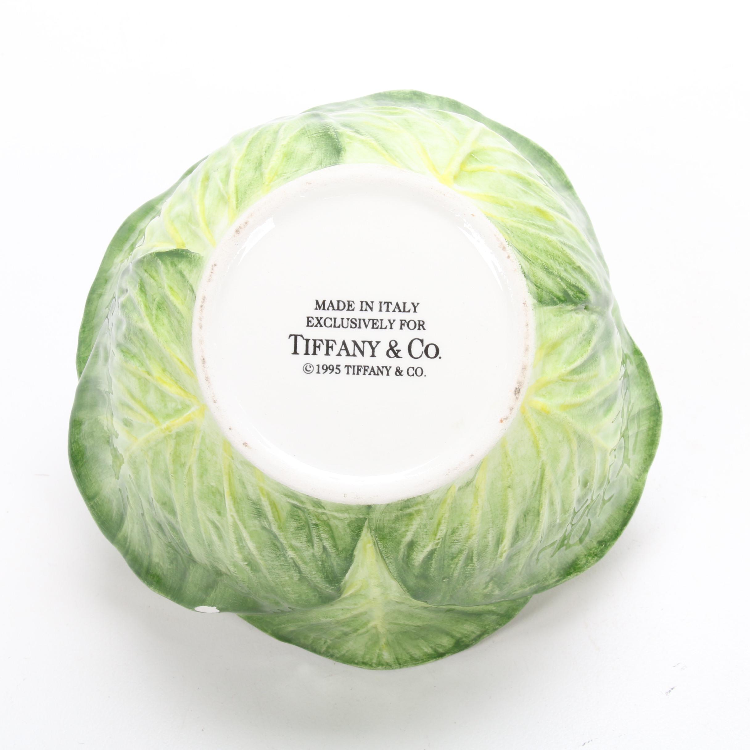 Tiffany & Co. "Tiffany Tulips" Planter and Rabbit on Cabbage Lidded Dish