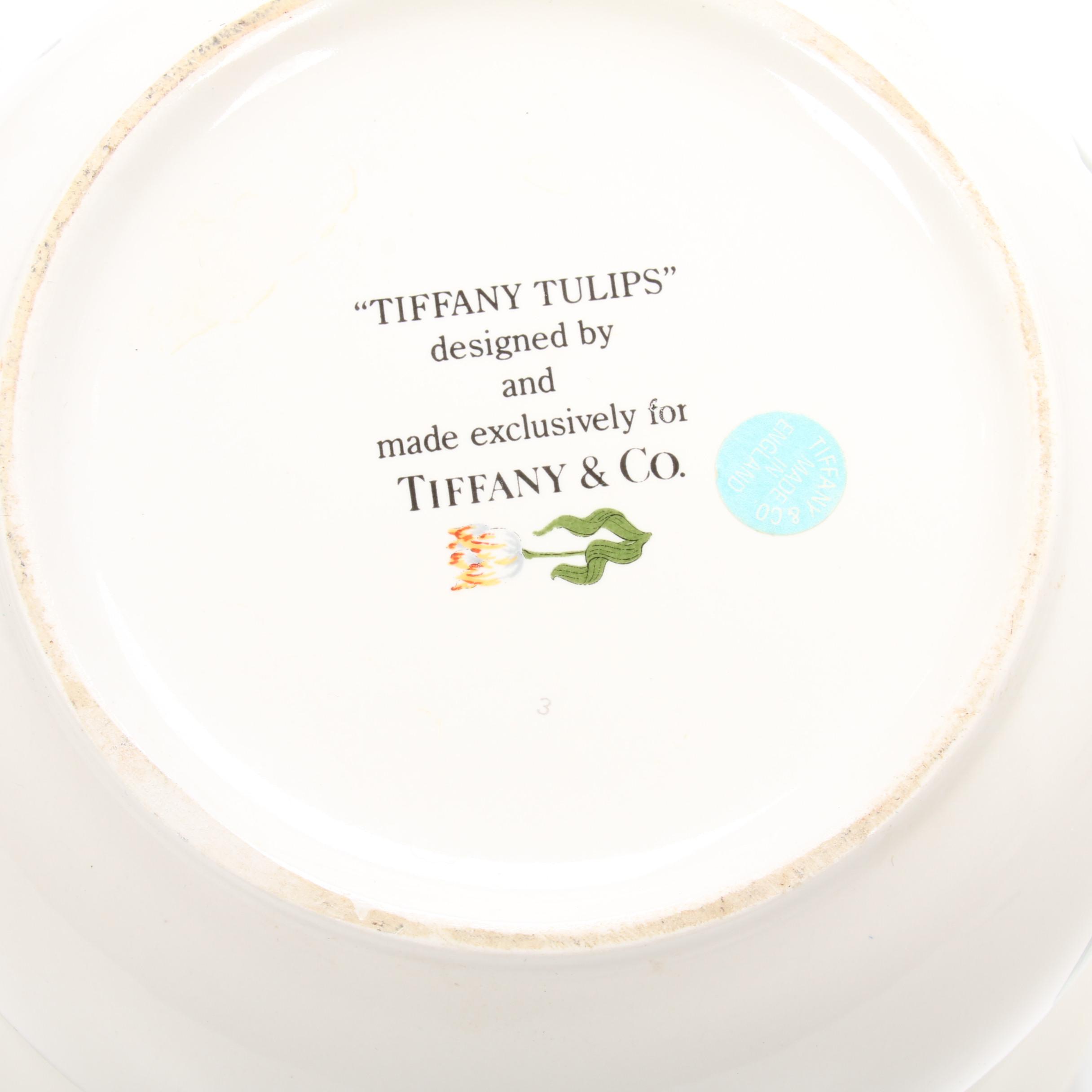 Tiffany & Co. "Tiffany Tulips" Planter and Rabbit on Cabbage Lidded Dish