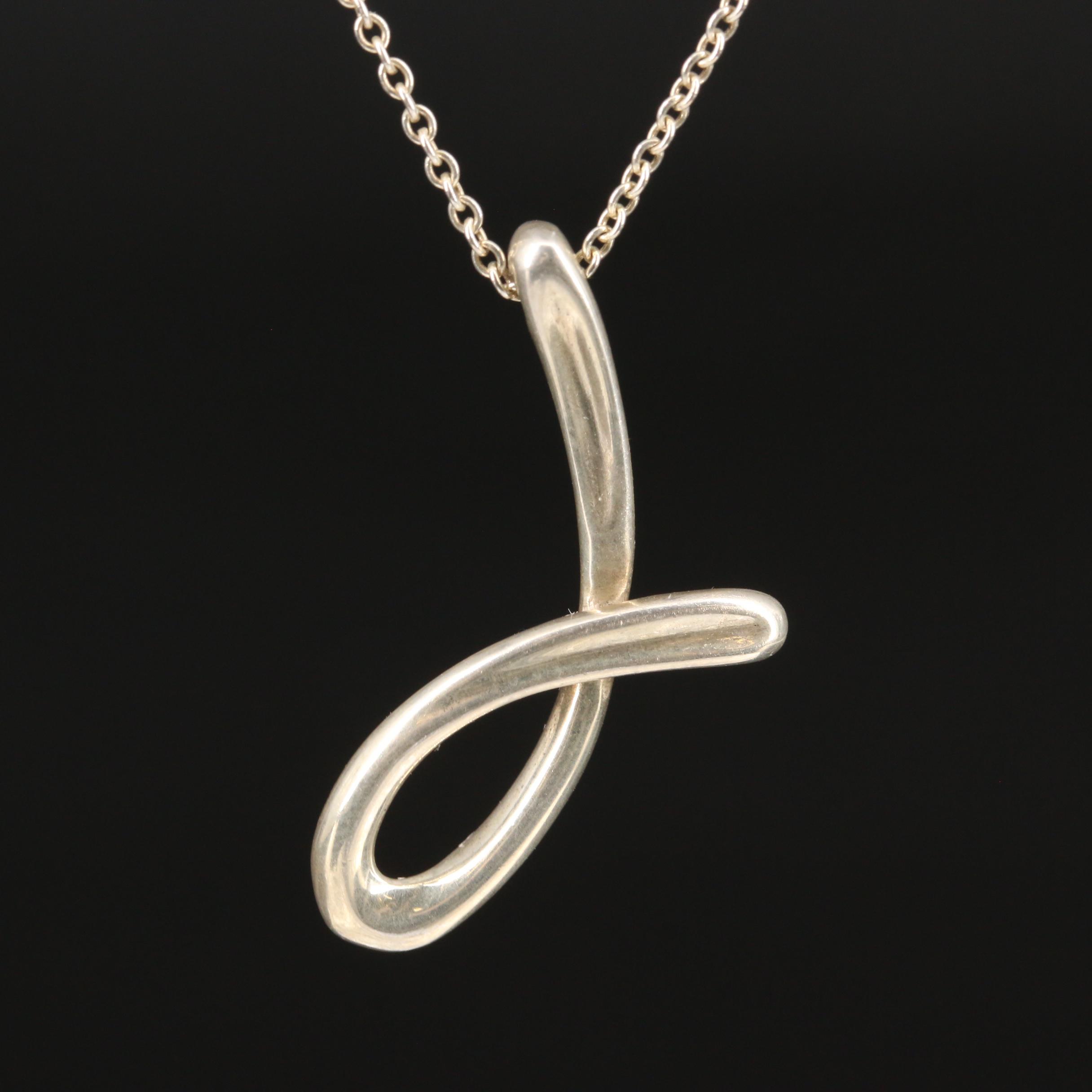 Elsa Peretti for Tiffany & Co. Sterling Silver Monogram "J" Necklace