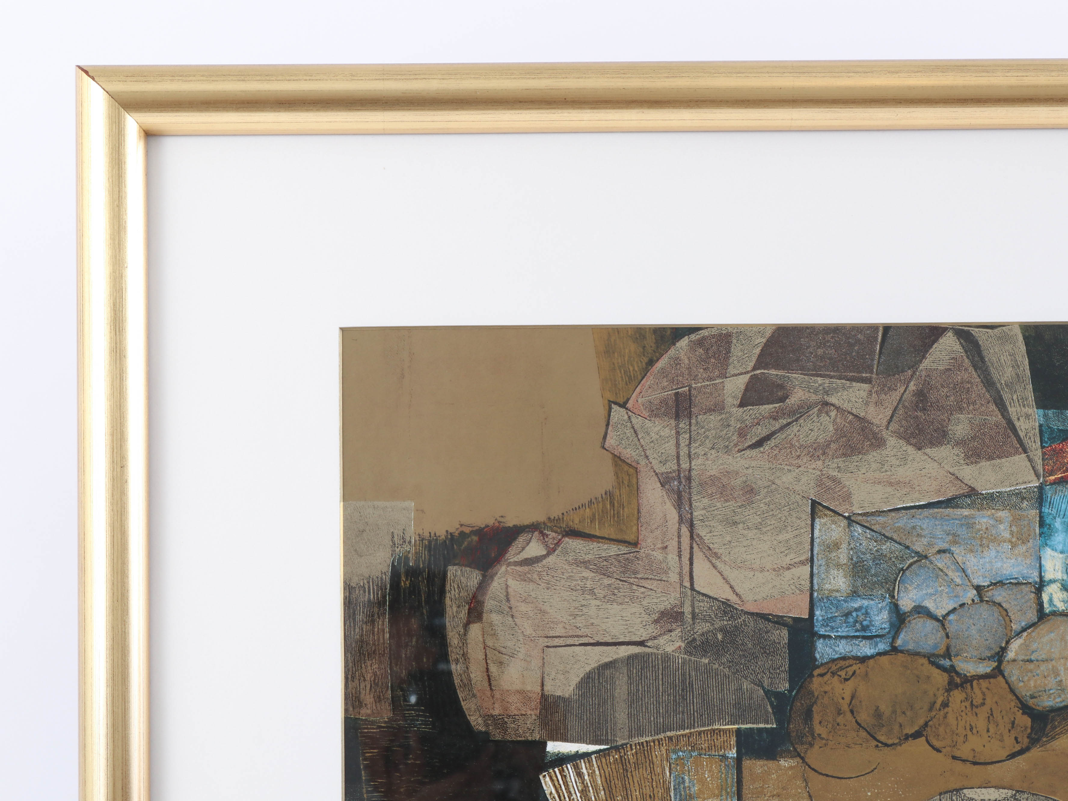 Embellished Abstract Offset Lithograph after Isa Van Der Zee "Abstract in Red"