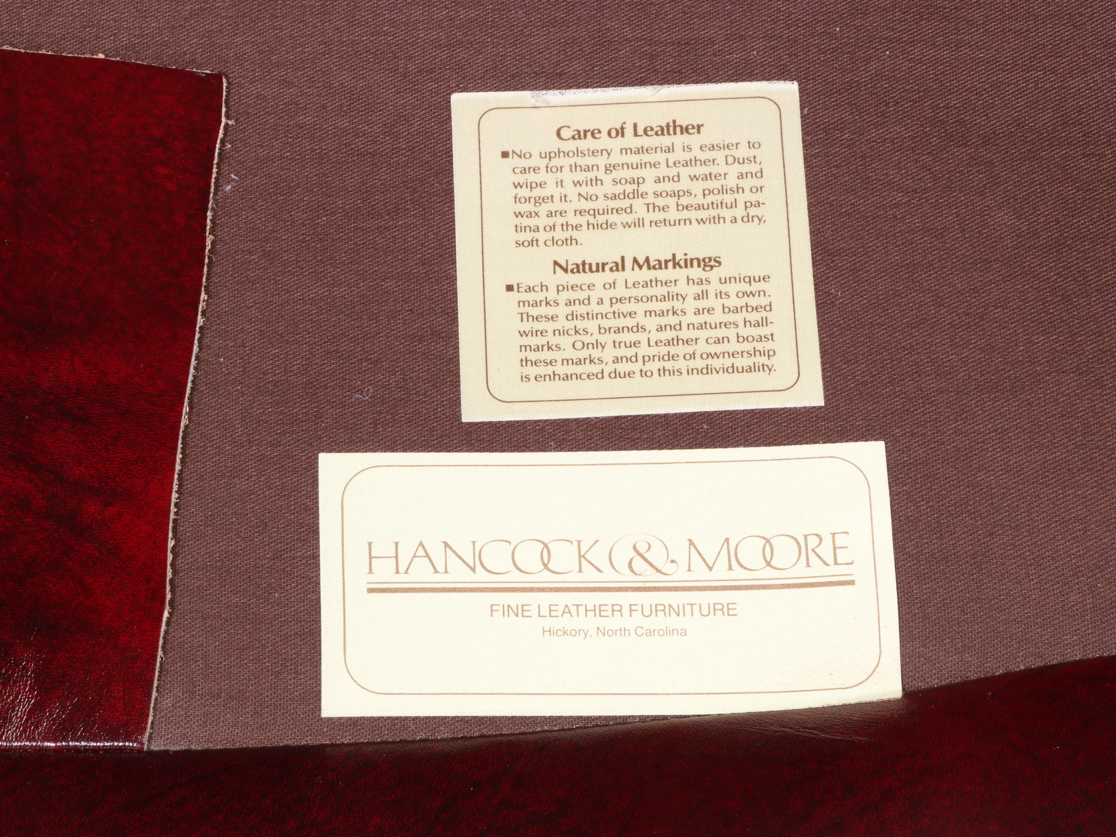 Hancock & Moore Queen Anne Style Mahogany and Burgundy Leather Wingback Armchair