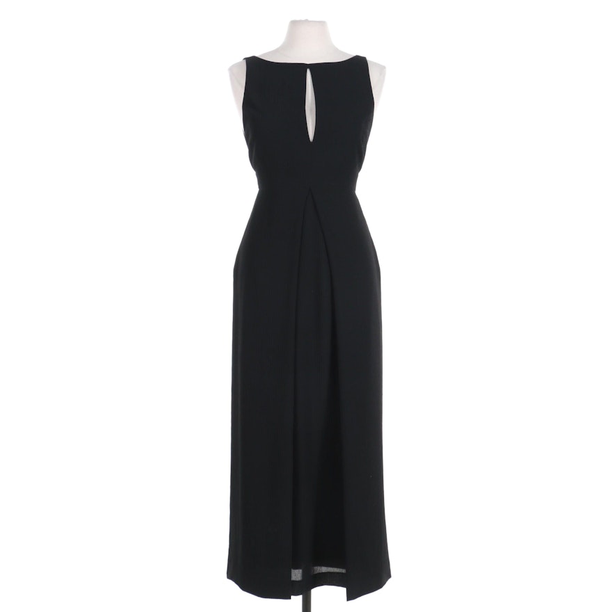 Emporio Armani Tulip Overlay Sleeveless Maxi Dress with Keyhole Neckline