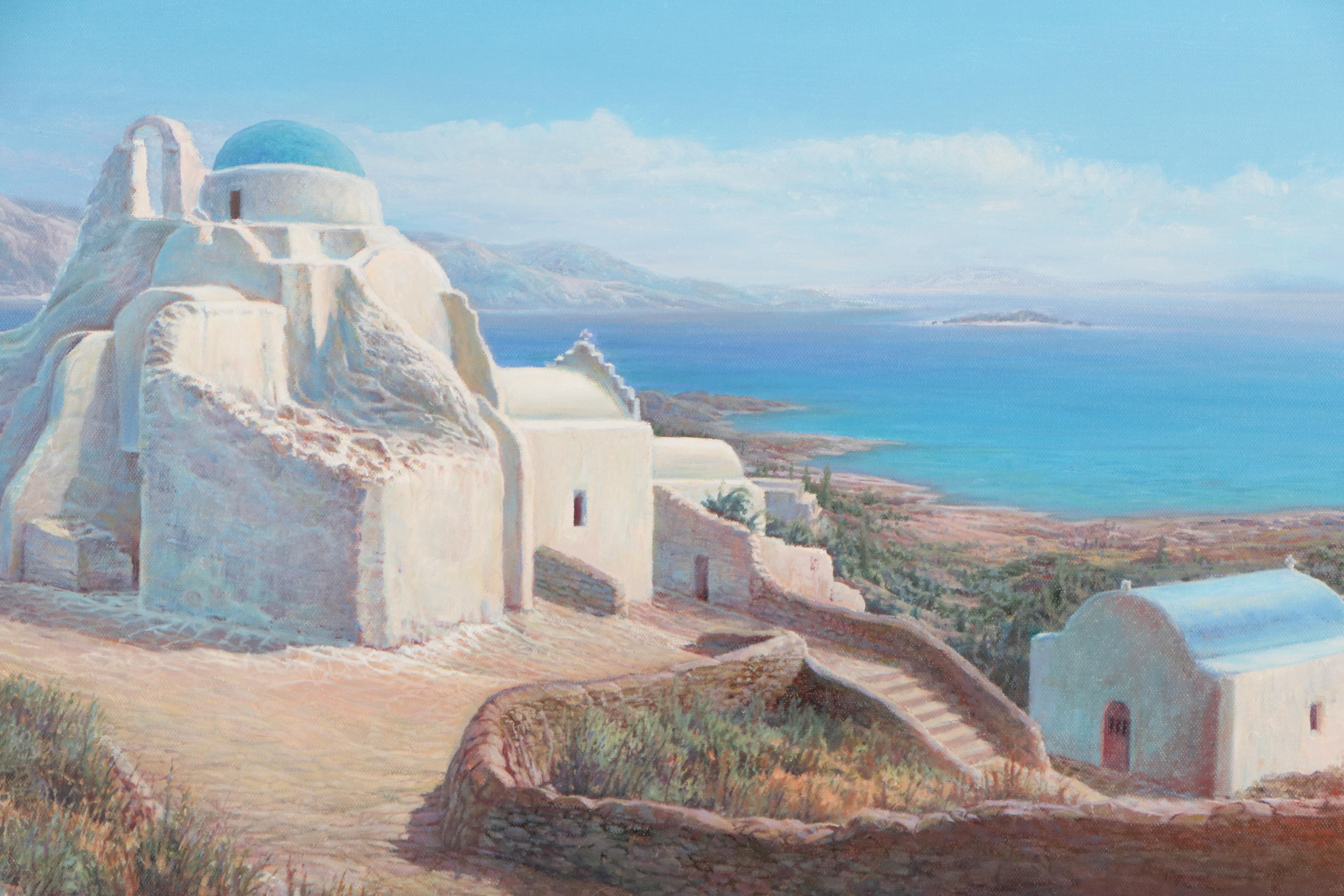 Richard Sedlack Oil Painting of Mykonos Seascape, 2000
