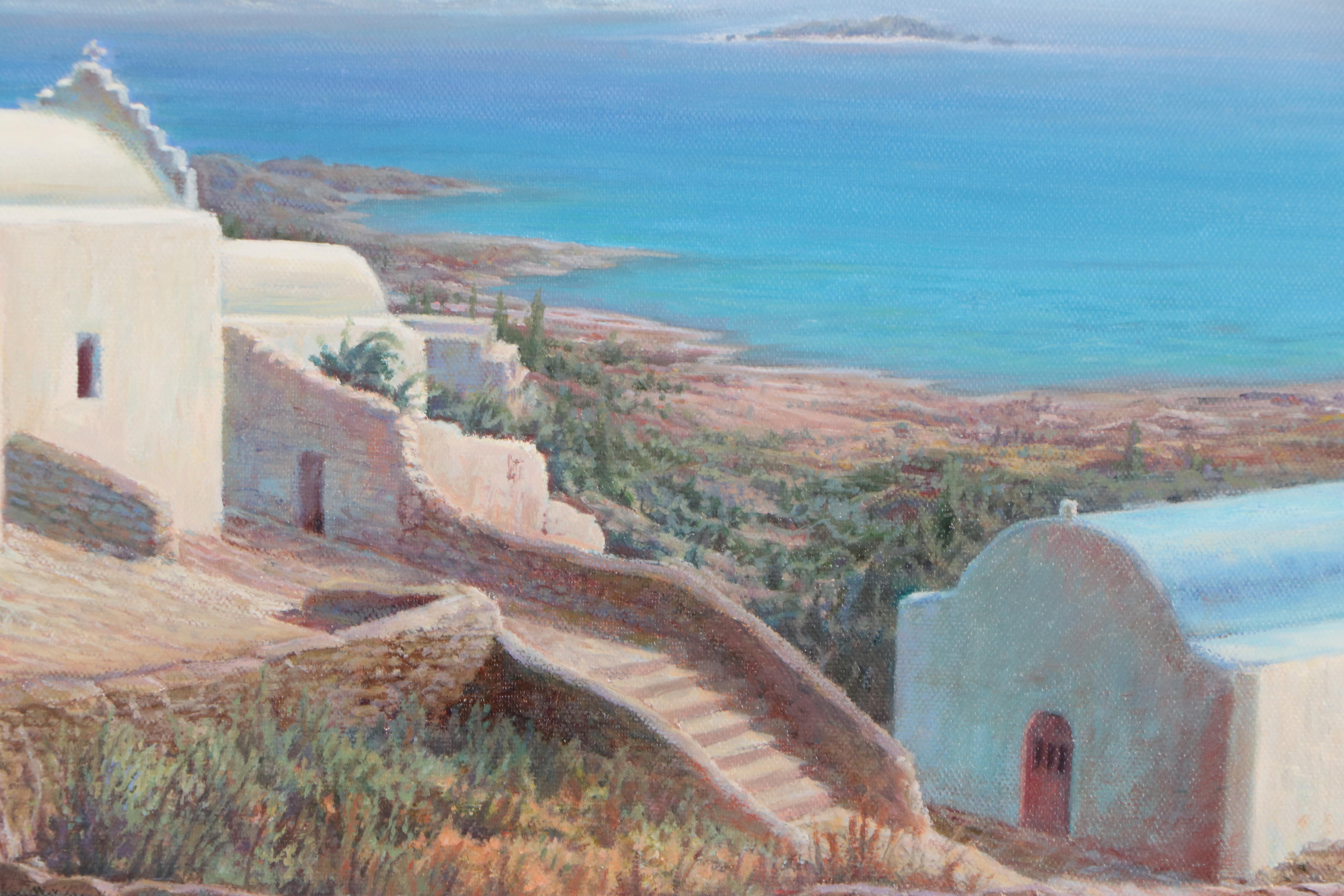 Richard Sedlack Oil Painting of Mykonos Seascape, 2000