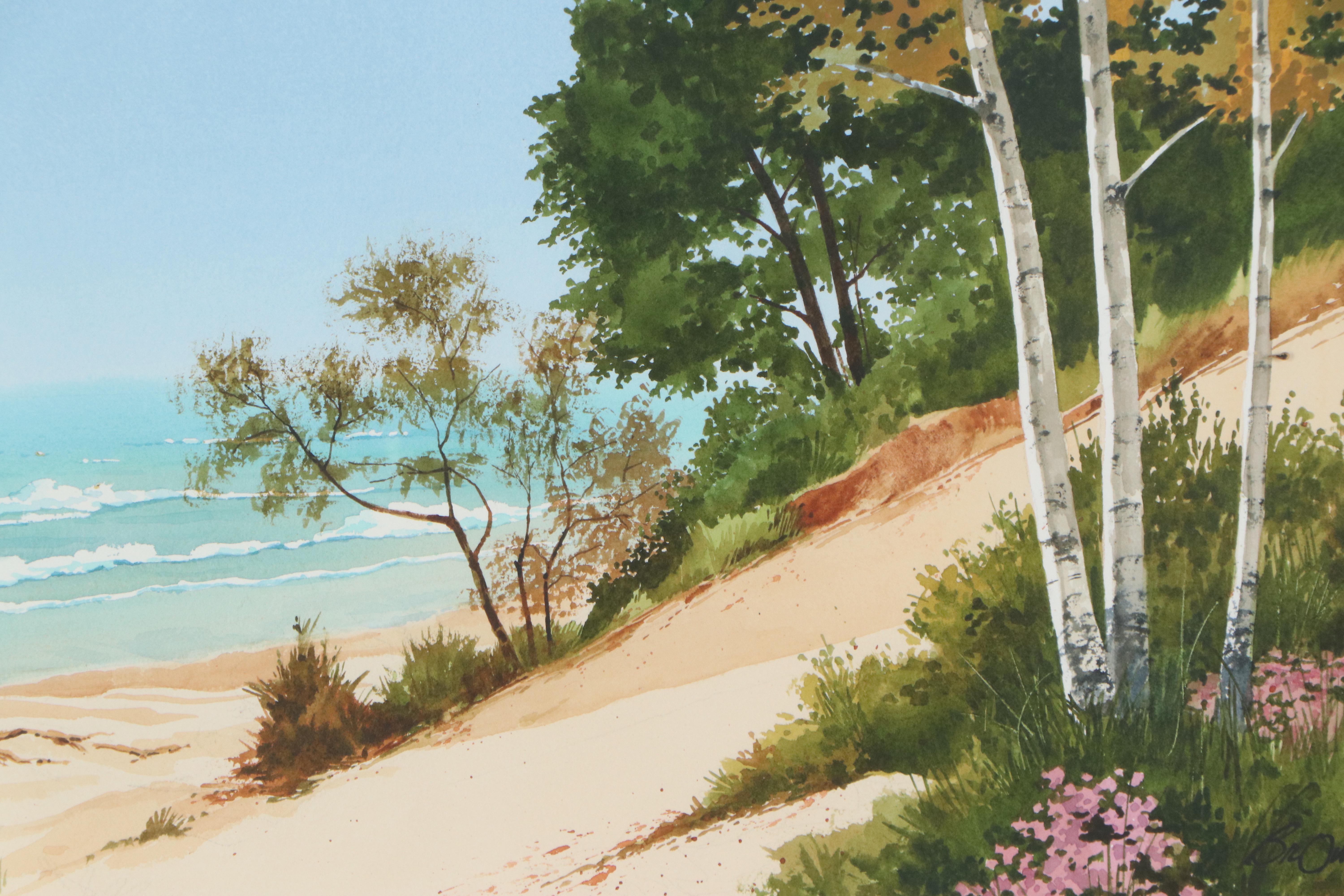 Jack Brouwer Watercolor Painting "Dune Birches," Late 20th Century