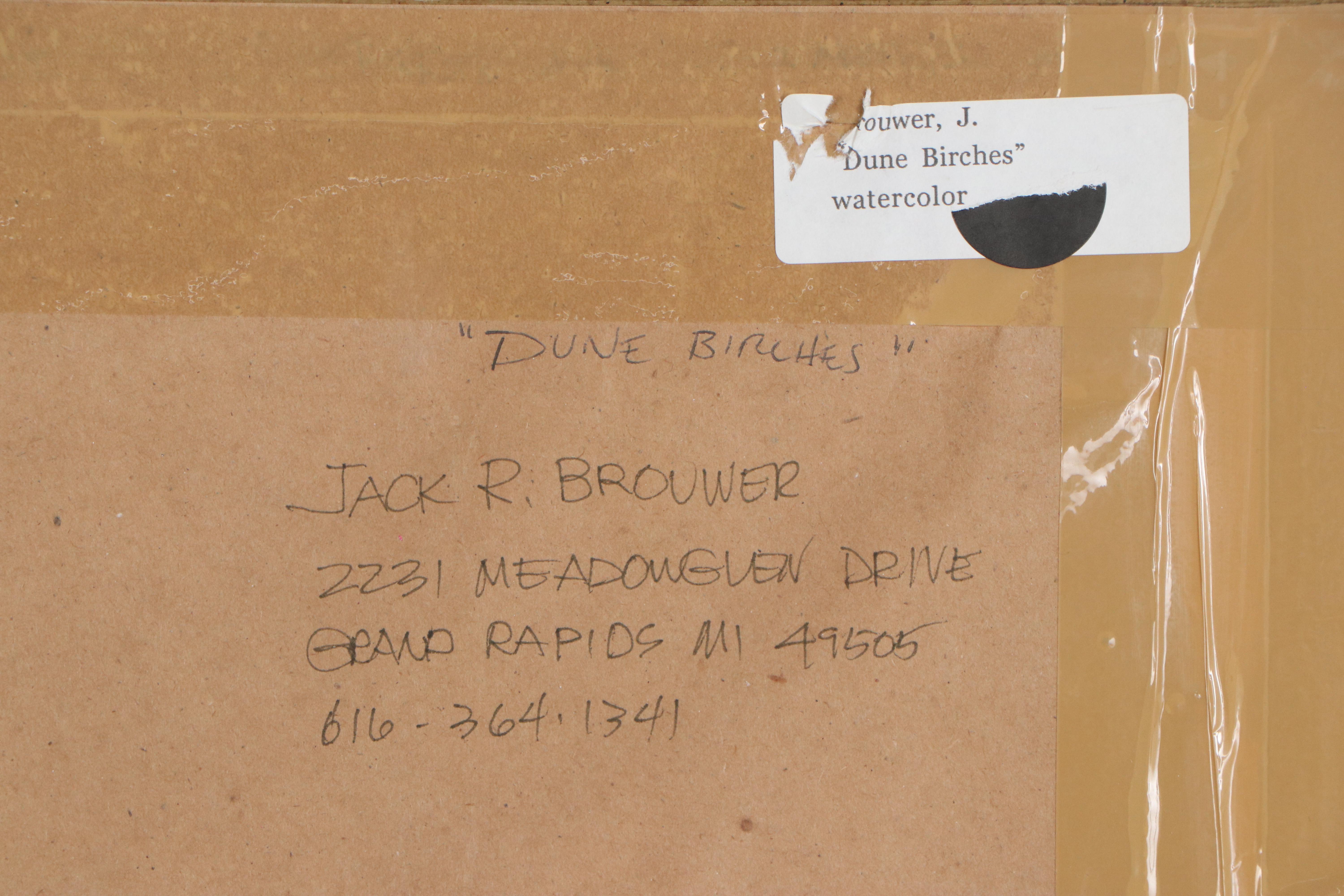 Jack Brouwer Watercolor Painting "Dune Birches," Late 20th Century