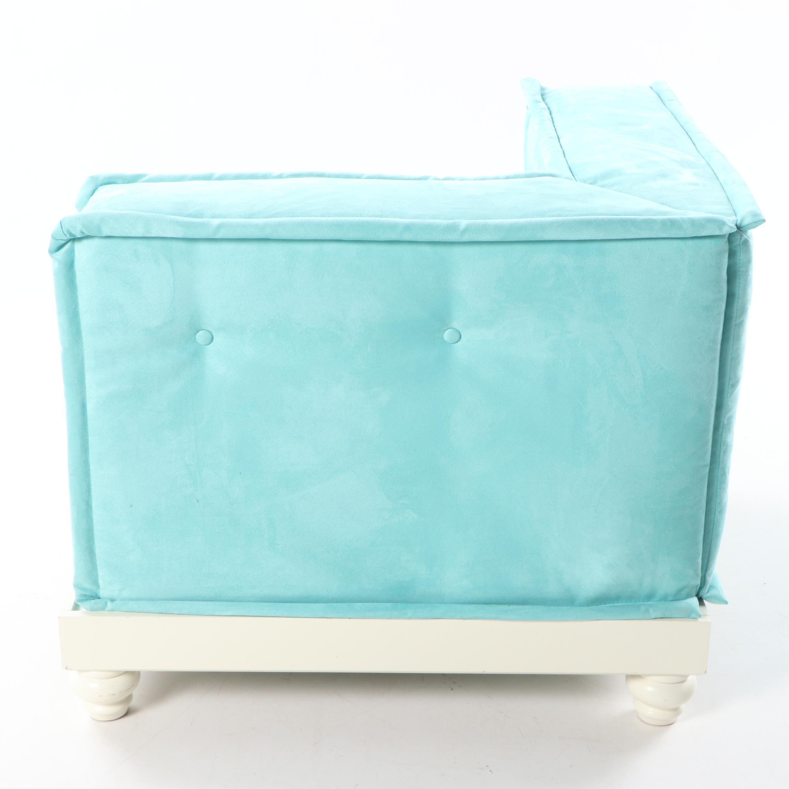 Pottery Barn Teen Teal Button Tufted Corner Chair