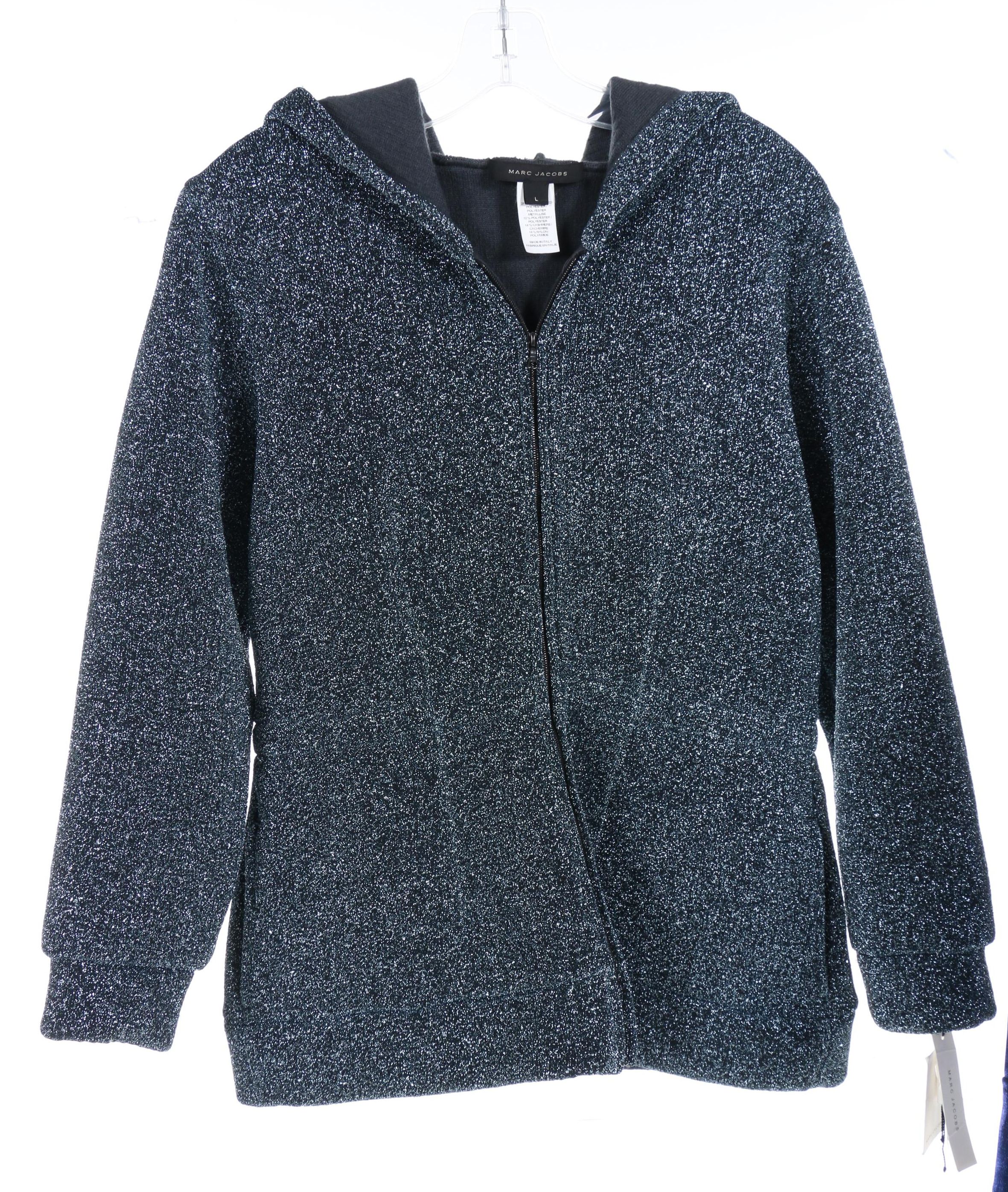 Marc Jacobs Silver Metallic Hooded Jacket with Hilary Radley Iridescent Jacket