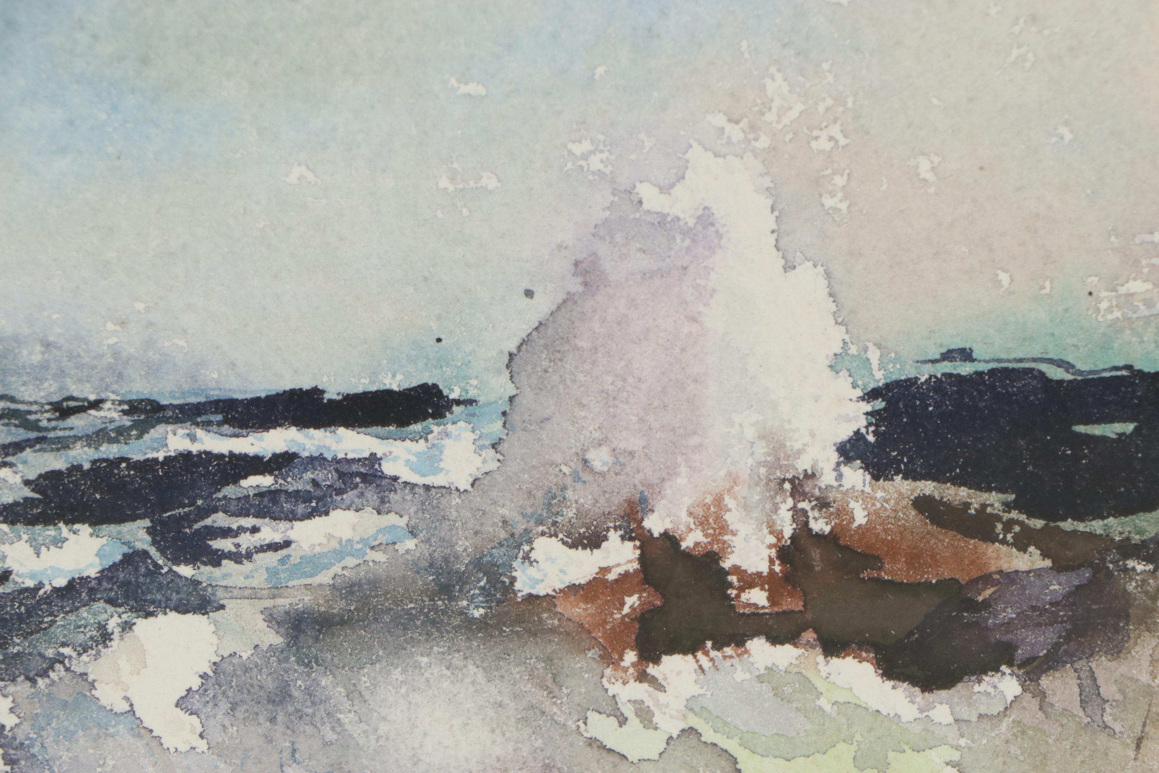Reginald Grooms Seascape Watercolor Painting, Mid 20th Century