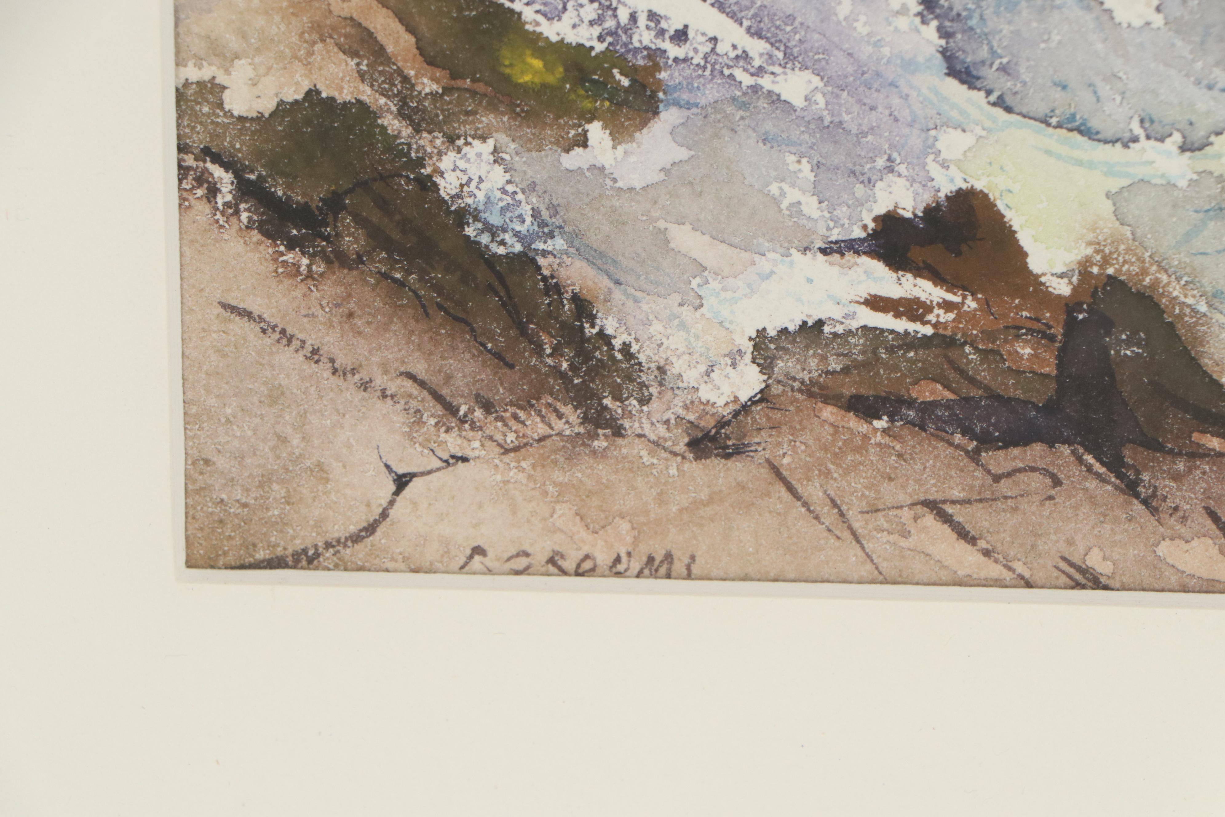 Reginald Grooms Seascape Watercolor Painting, Mid 20th Century