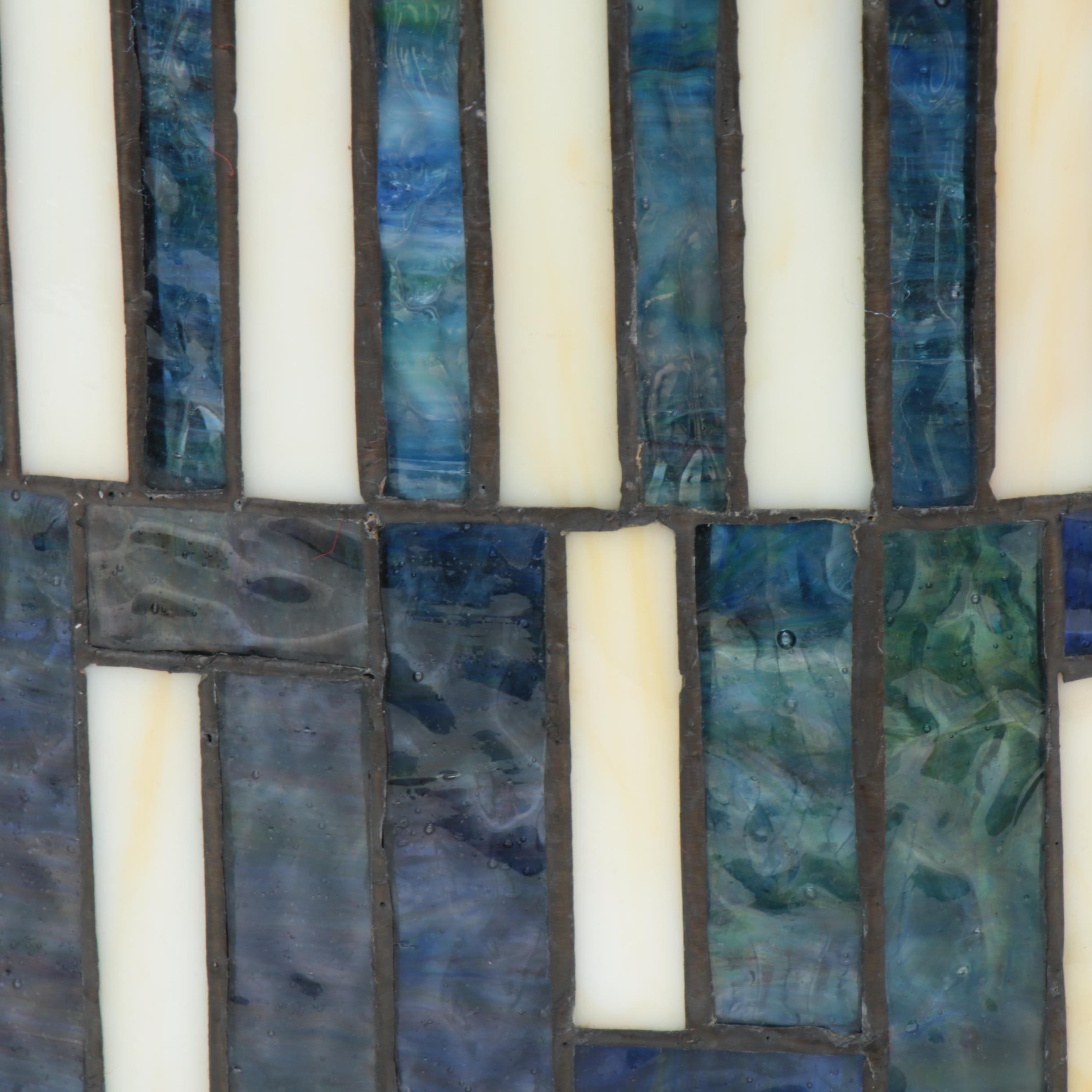 Blue, White and Green Slag Glass Pendant Light