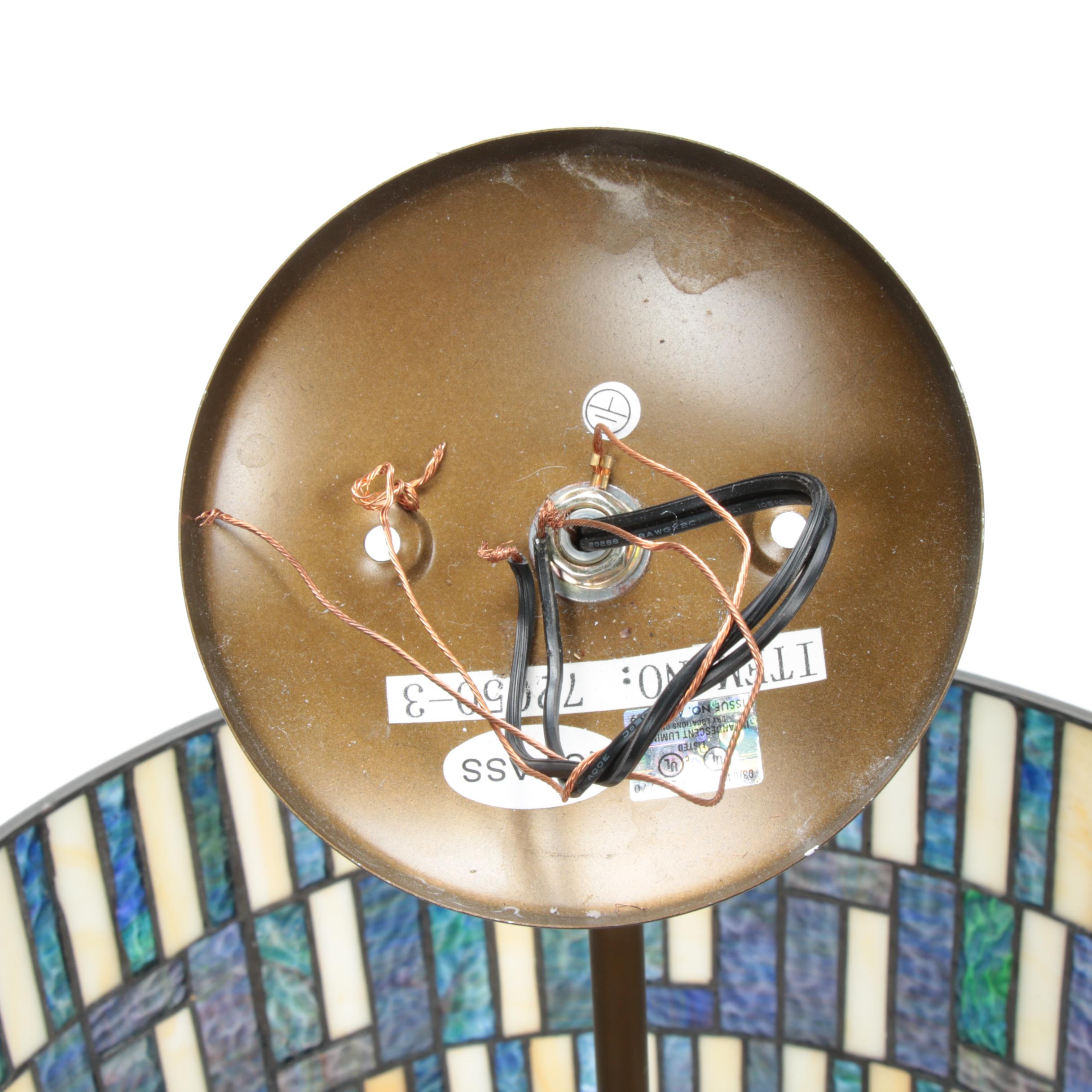 Blue, White and Green Slag Glass Pendant Light