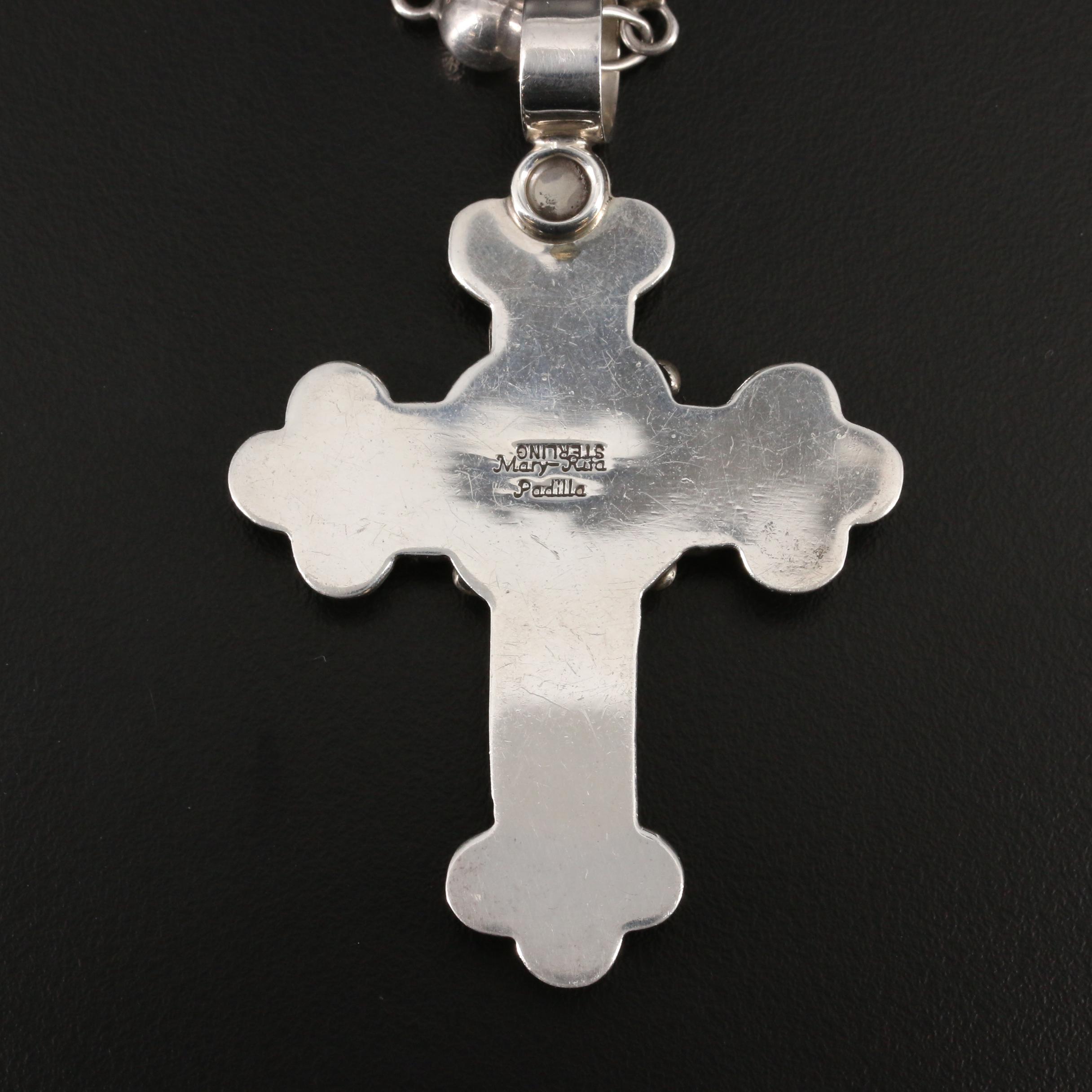 Mary Rita Padilla Sterling Lapis Lazuli Cross Necklace
