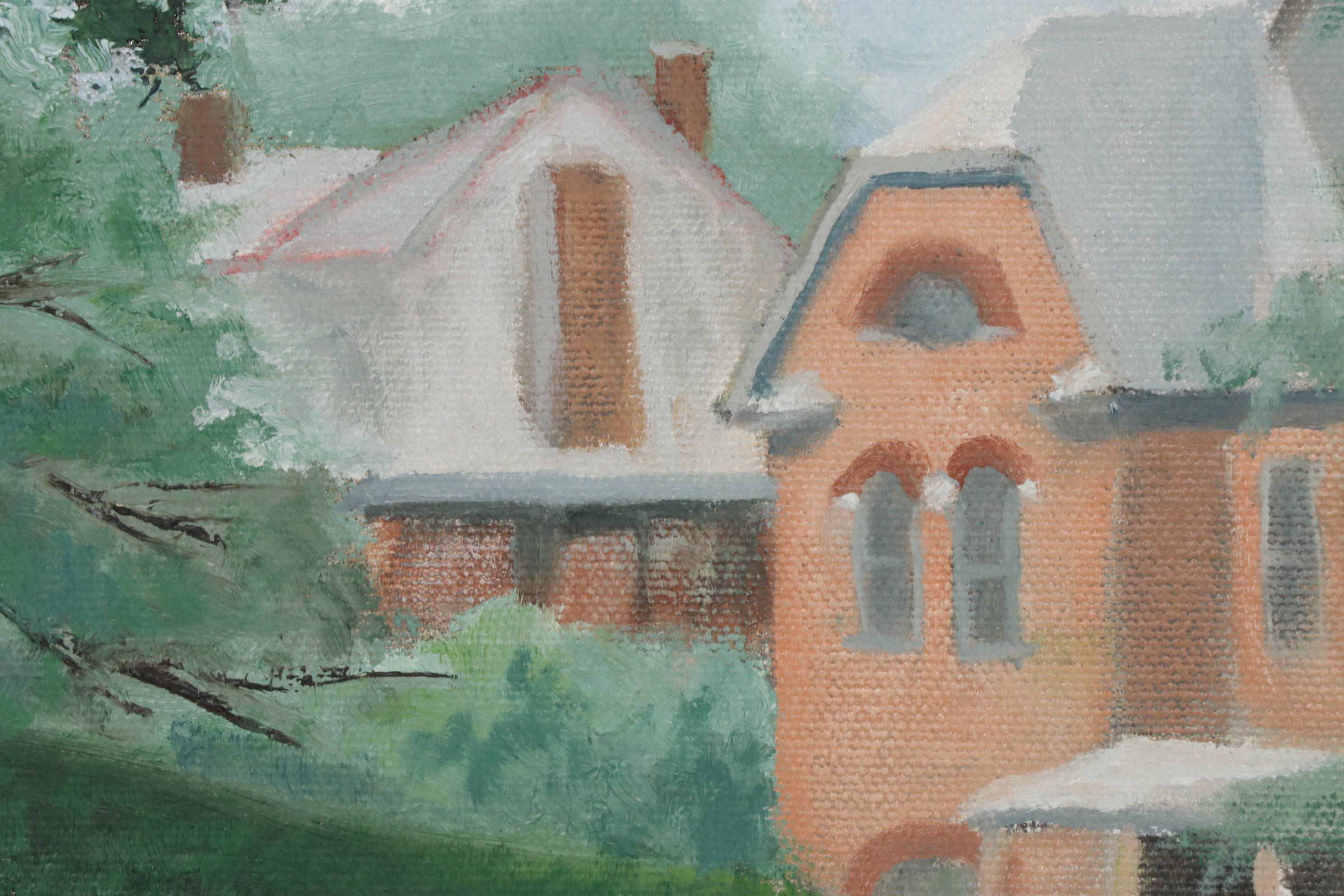 Marcus Brewer Oil Painting of Embracing Couple in Park