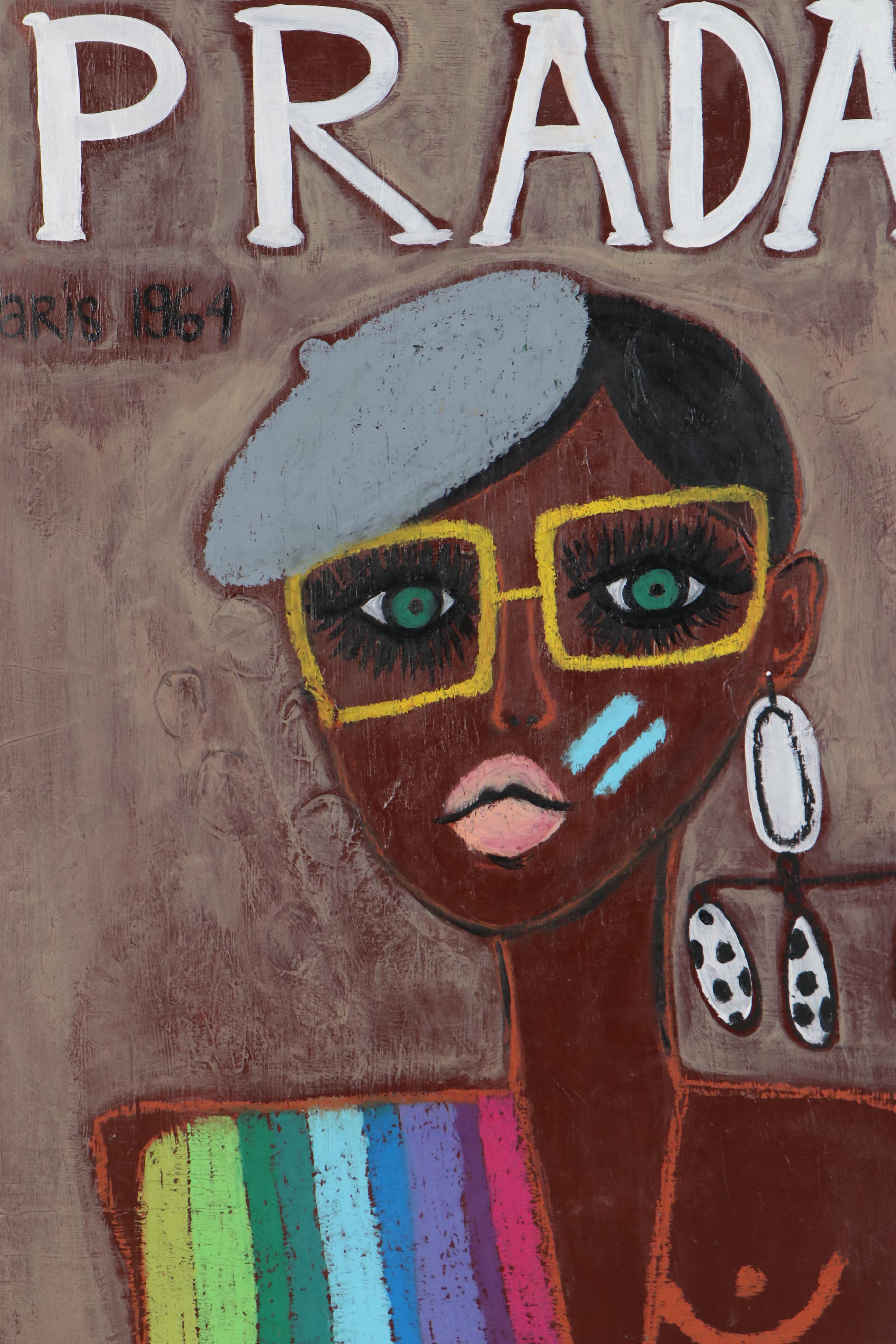 Jordan Howell Acrylic Mixed Media Painting "Prada in Paris 1964," 2020