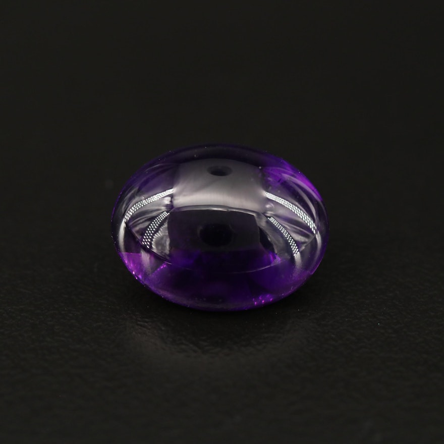 Loose 10.54 CT Oval Buff Top Faceted Amethyst