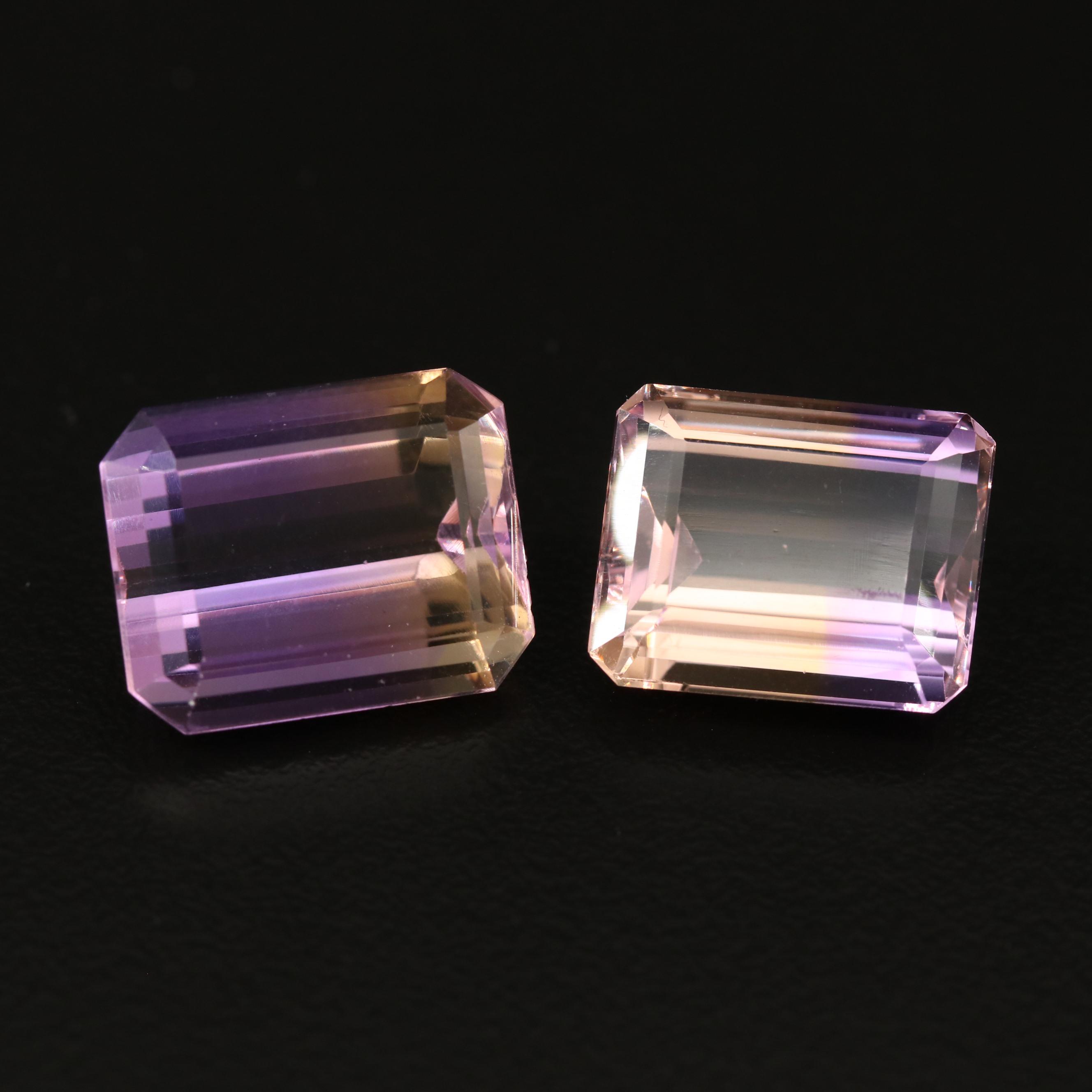 Loose 29.42 CTW Cut Cornered Rectangular Faceted Ametrines