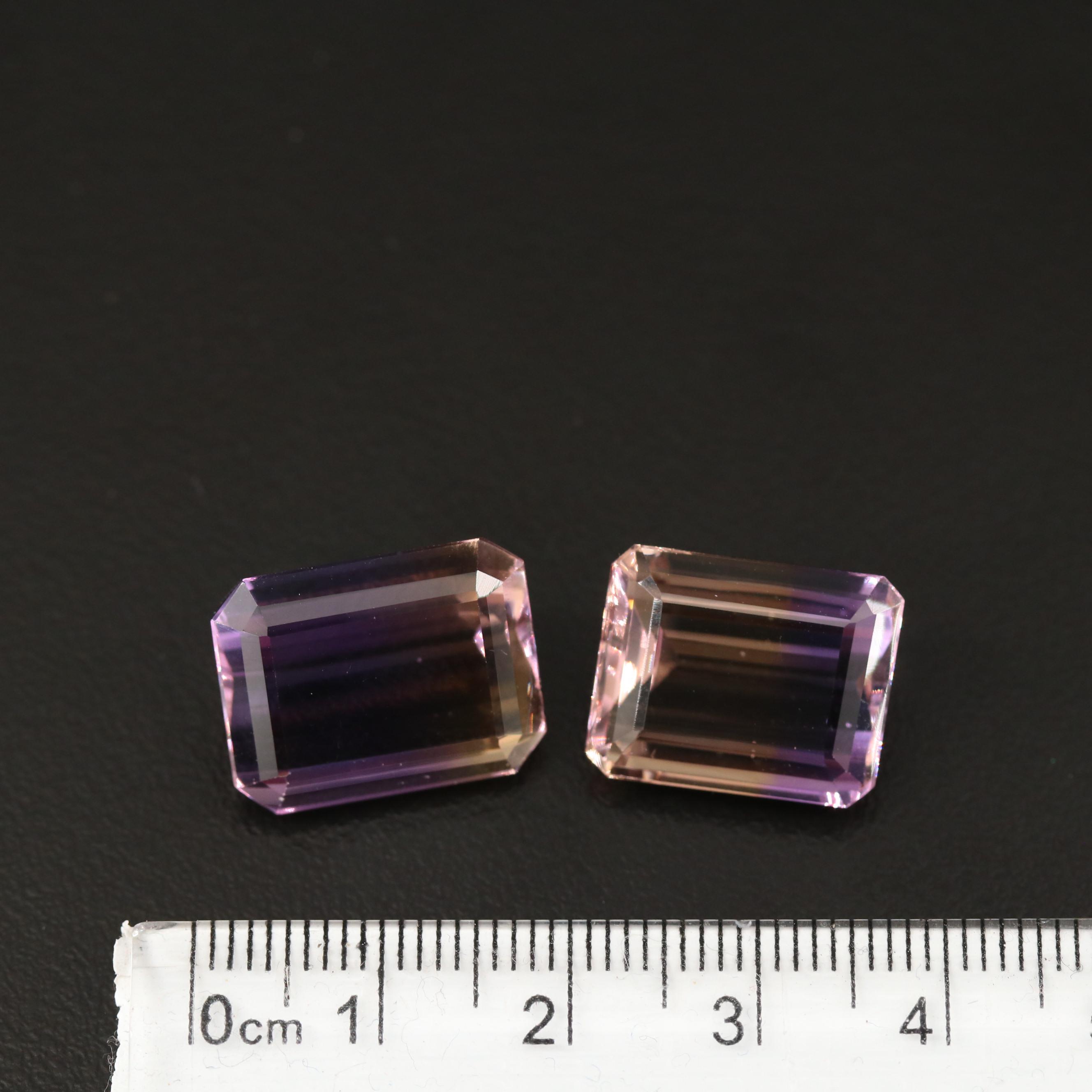 Loose 29.42 CTW Cut Cornered Rectangular Faceted Ametrines